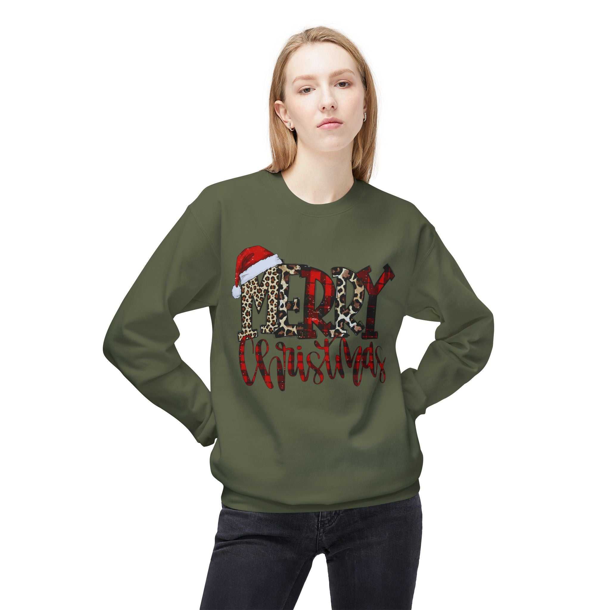Merry Christmas Leopard Plaid SweatshirtSweatshirtMerry Christmas Leopard Plaid