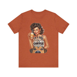 Coffee drinking Dog Mom Unisex Jersey Short Sleeve Tee