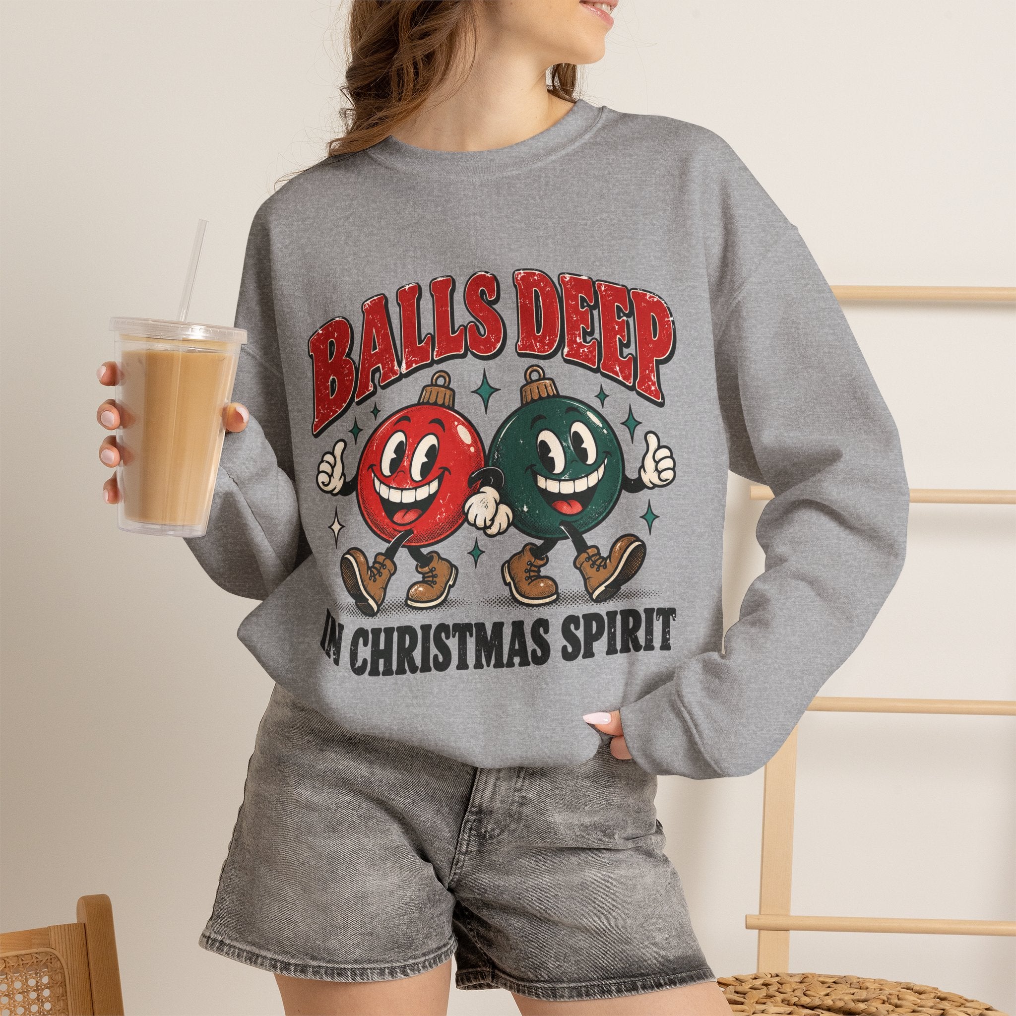 Balls Deep in Christmas Spirit Crewneck Sweatshirt