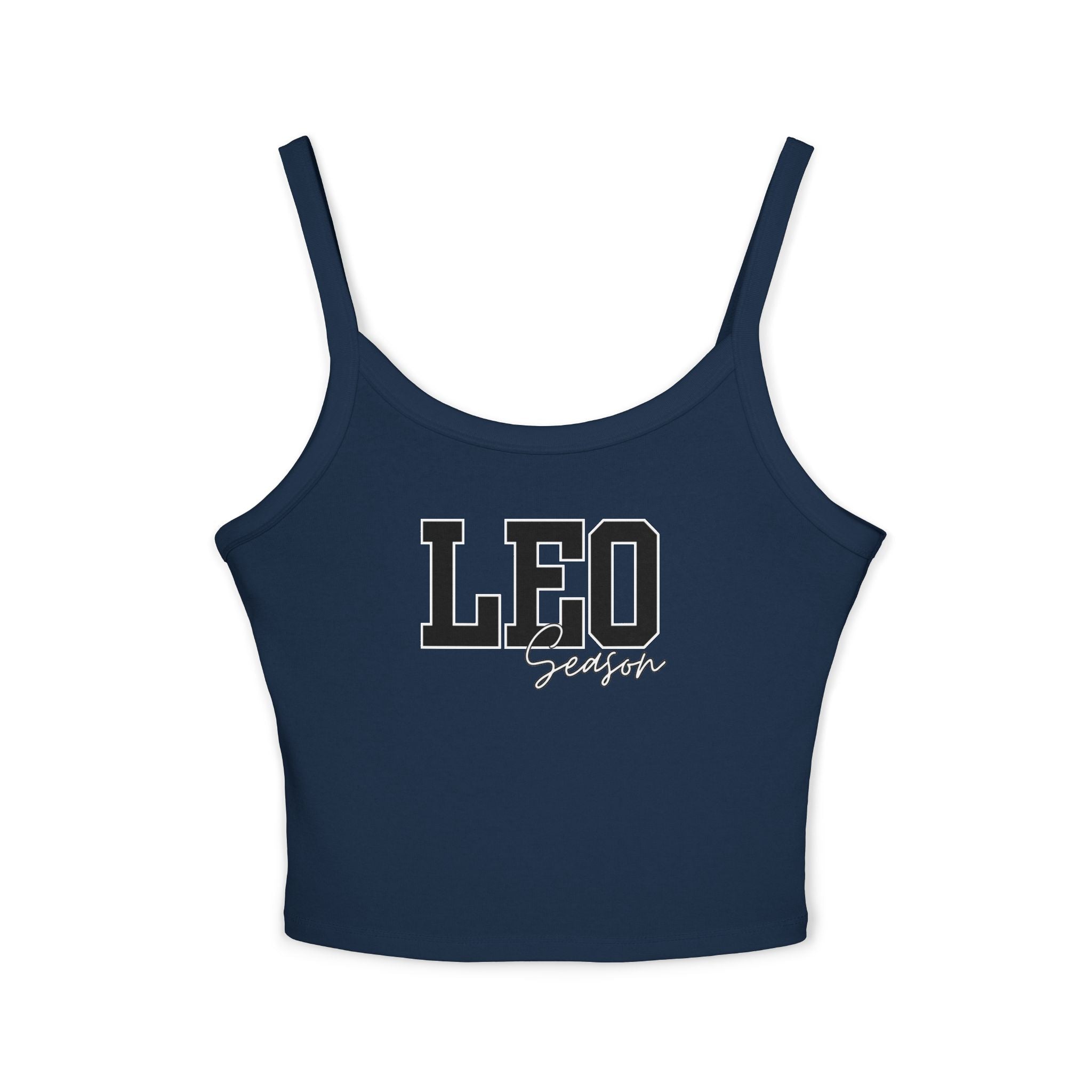 Women's Spaghetti Strap Tank Top with Leo Design, Summer Vacation Top, Zodiac Sign Apparel, Casual Wear, Gift for Astrology Lovers