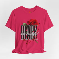 Black and Beautiful Unisex Tee, Floral Graphic Tee, Trendy T-Shirt, Gift for Her, Everyday Wear, Casual Style