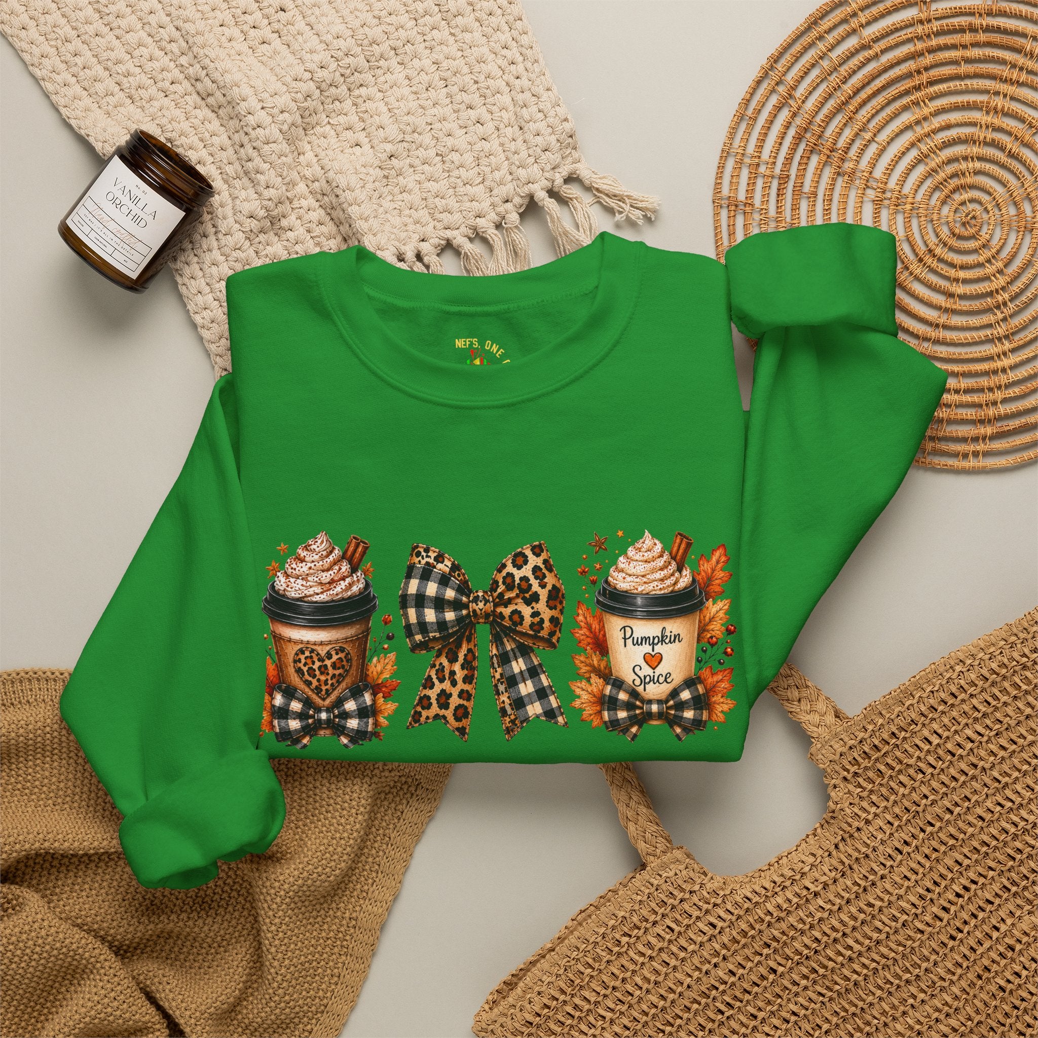 Festive Leopard Bow Christmas Crewneck Sweatshirt