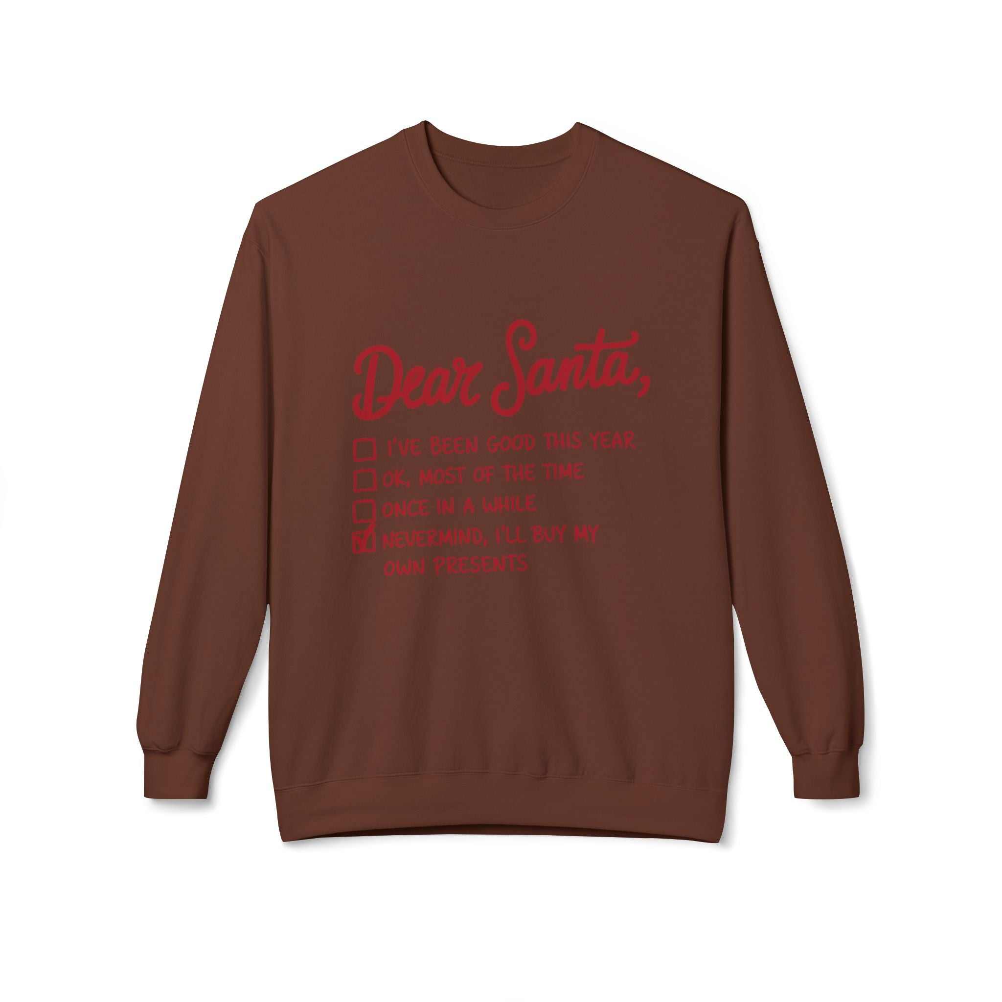 "Dear Santa" Funny Christmas Checklist Holiday Crewneck SweatshirtSweatshirtDear Santa