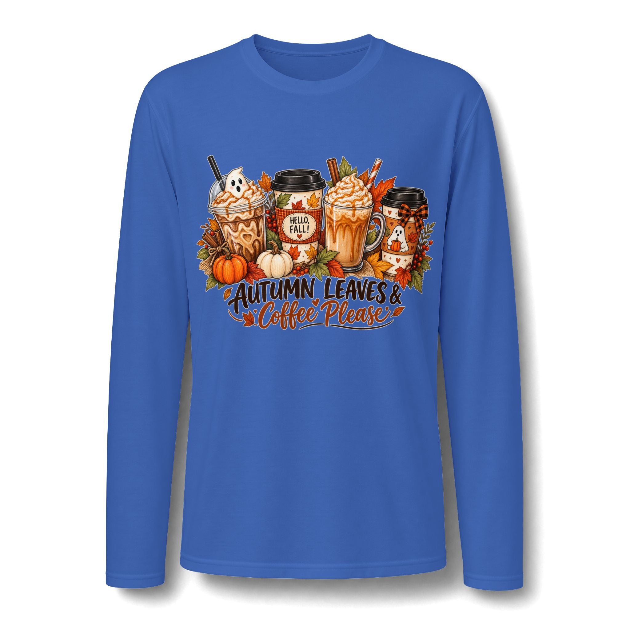 Autumn Leaves & Coffee Please Long Sleeve T-Shirt