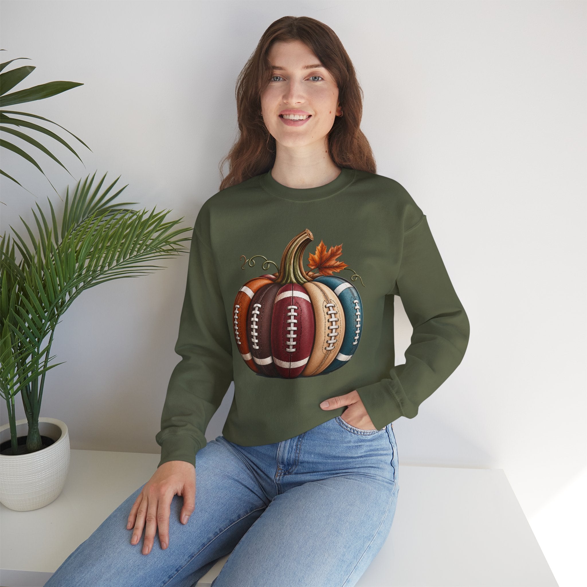 Fall Football Pumpkin Crewneck Sweatshirt