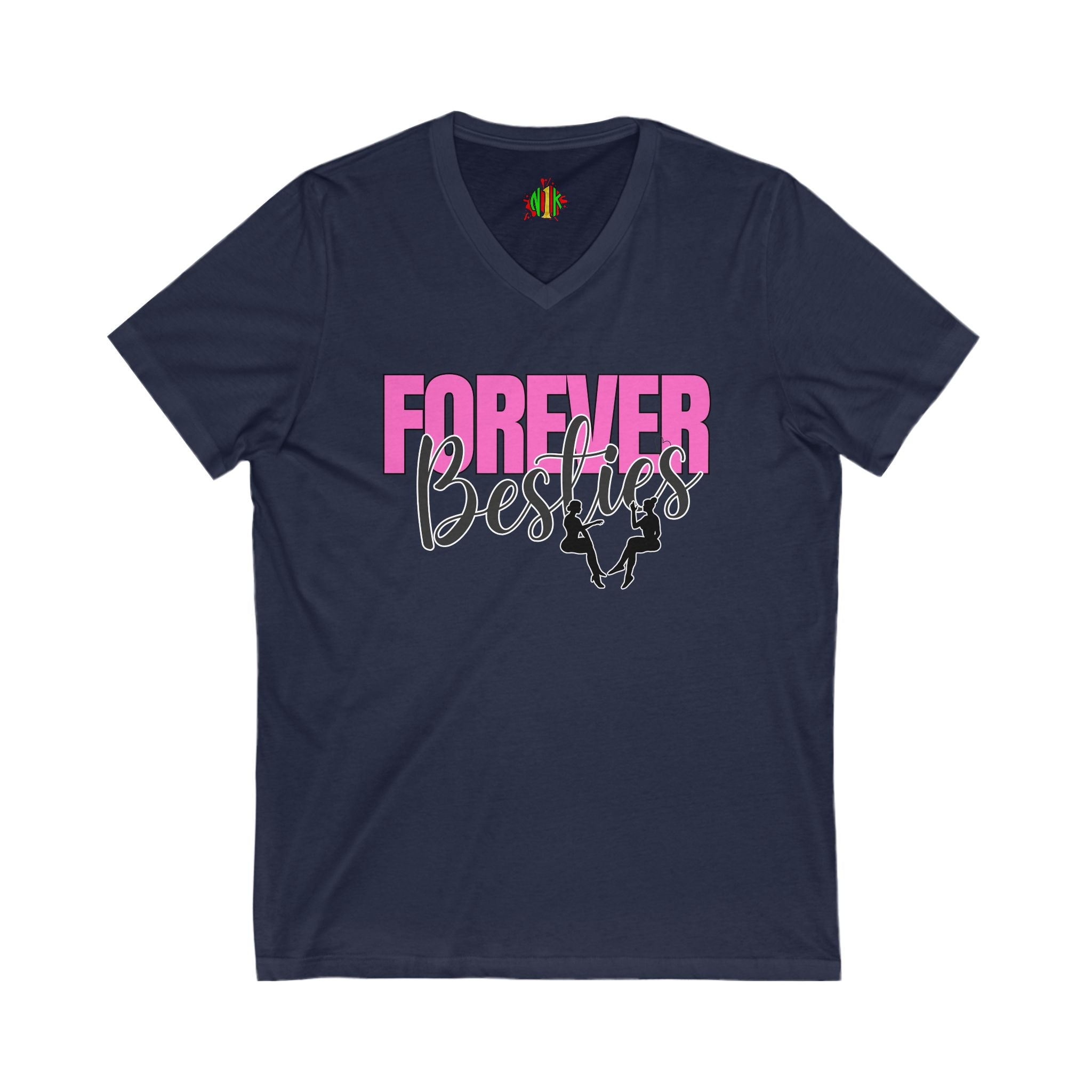 Forever Besties V-Neck Tee, Friendship Gift, Best Friend Shirt, Cute Casual Wear, Birthday or Celebration Top