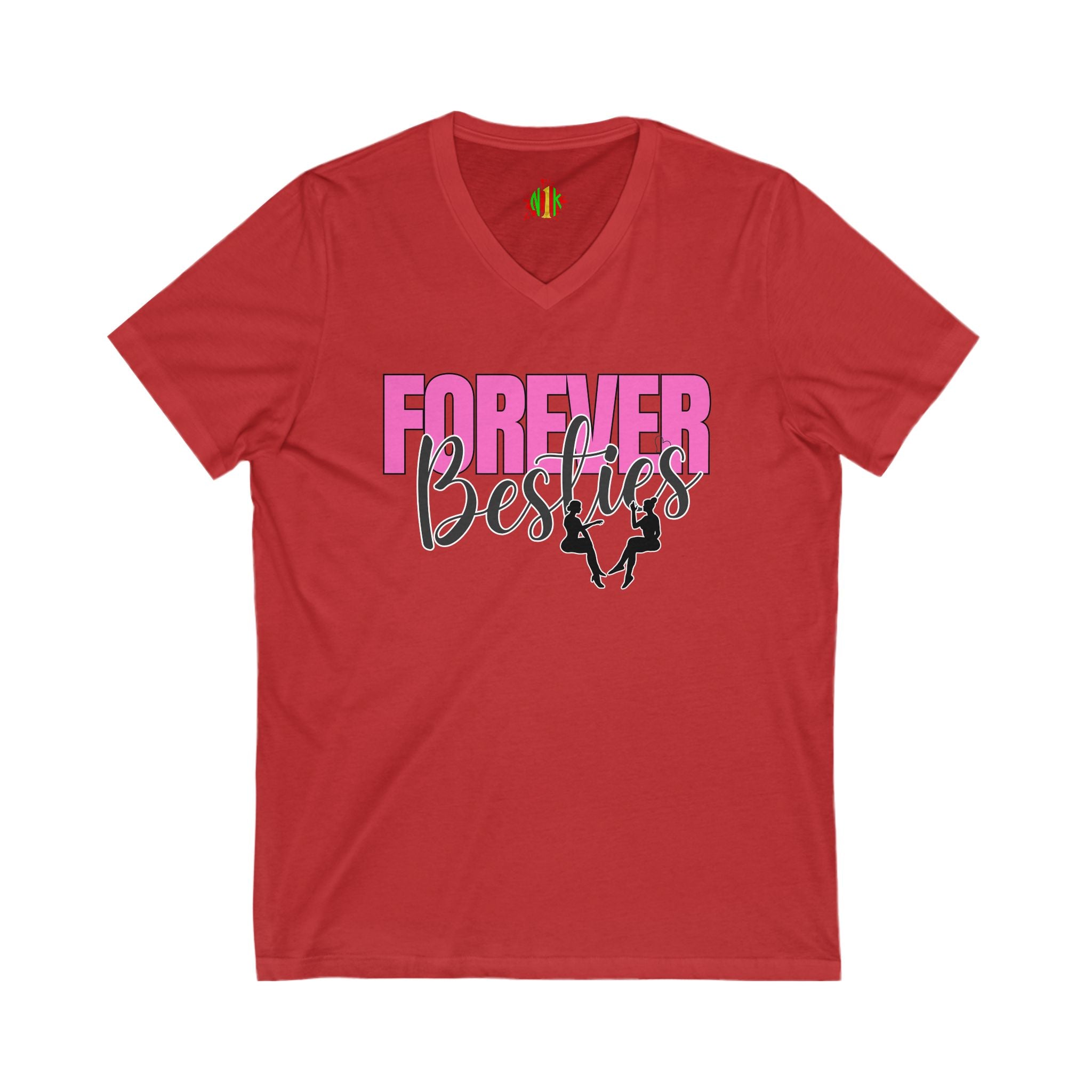 Forever Besties V-Neck Tee, Friendship Gift, Best Friend Shirt, Cute Casual Wear, Birthday or Celebration Top