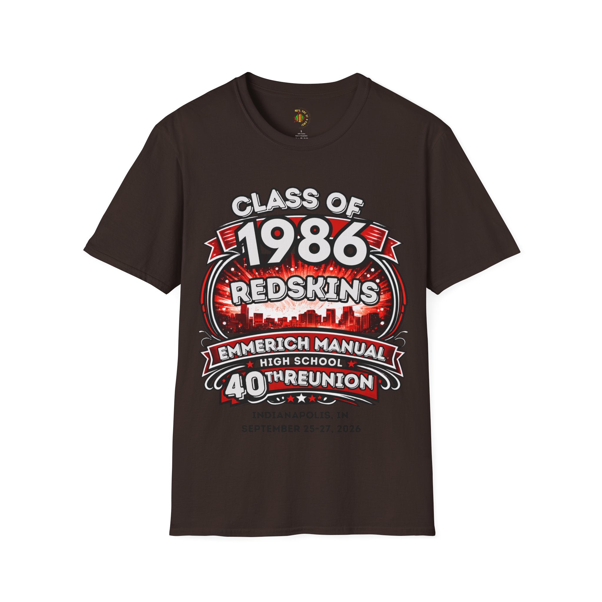 Class of 1986 Reunion T-Shirt — 40th Anniversary Redskins Emmerich Manual - Another Customized Smile