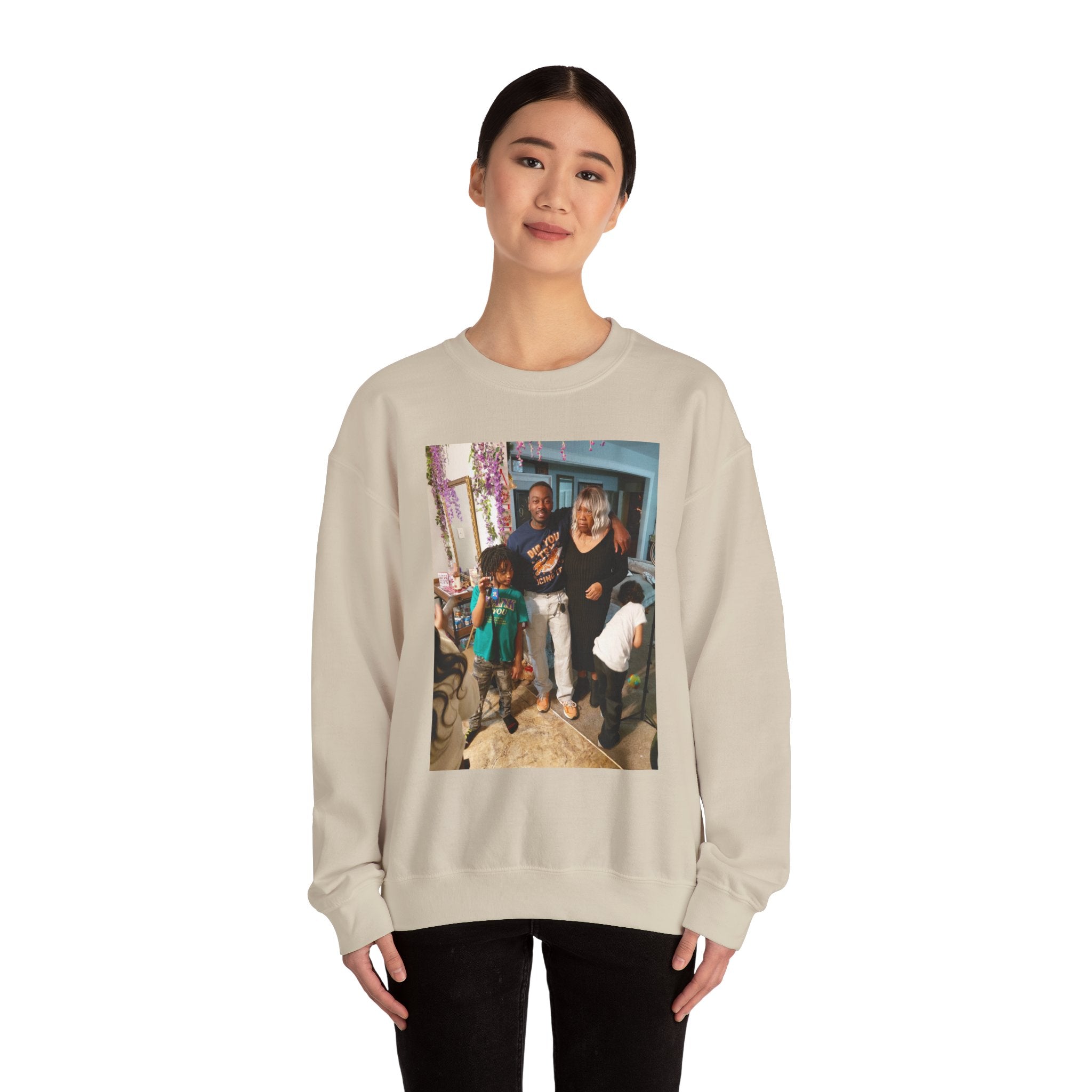 Personalized Photo Crewneck Sweatshirt — Custom Photo Front, 'Add Text' Back