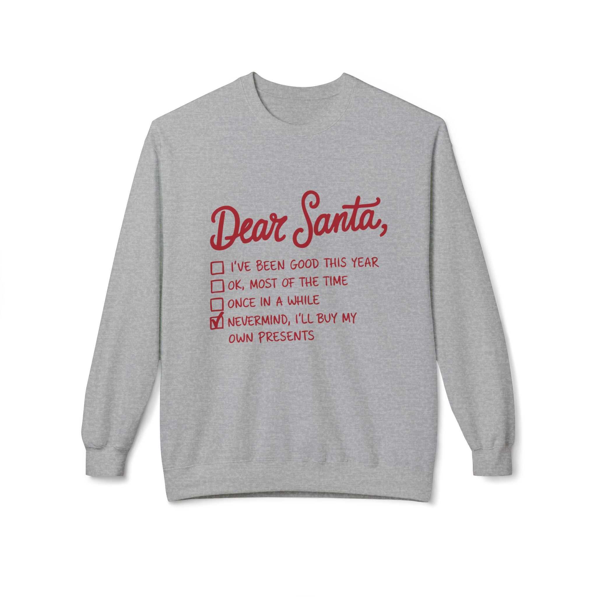 "Dear Santa" Funny Christmas Checklist Holiday Crewneck SweatshirtSweatshirtDear Santa