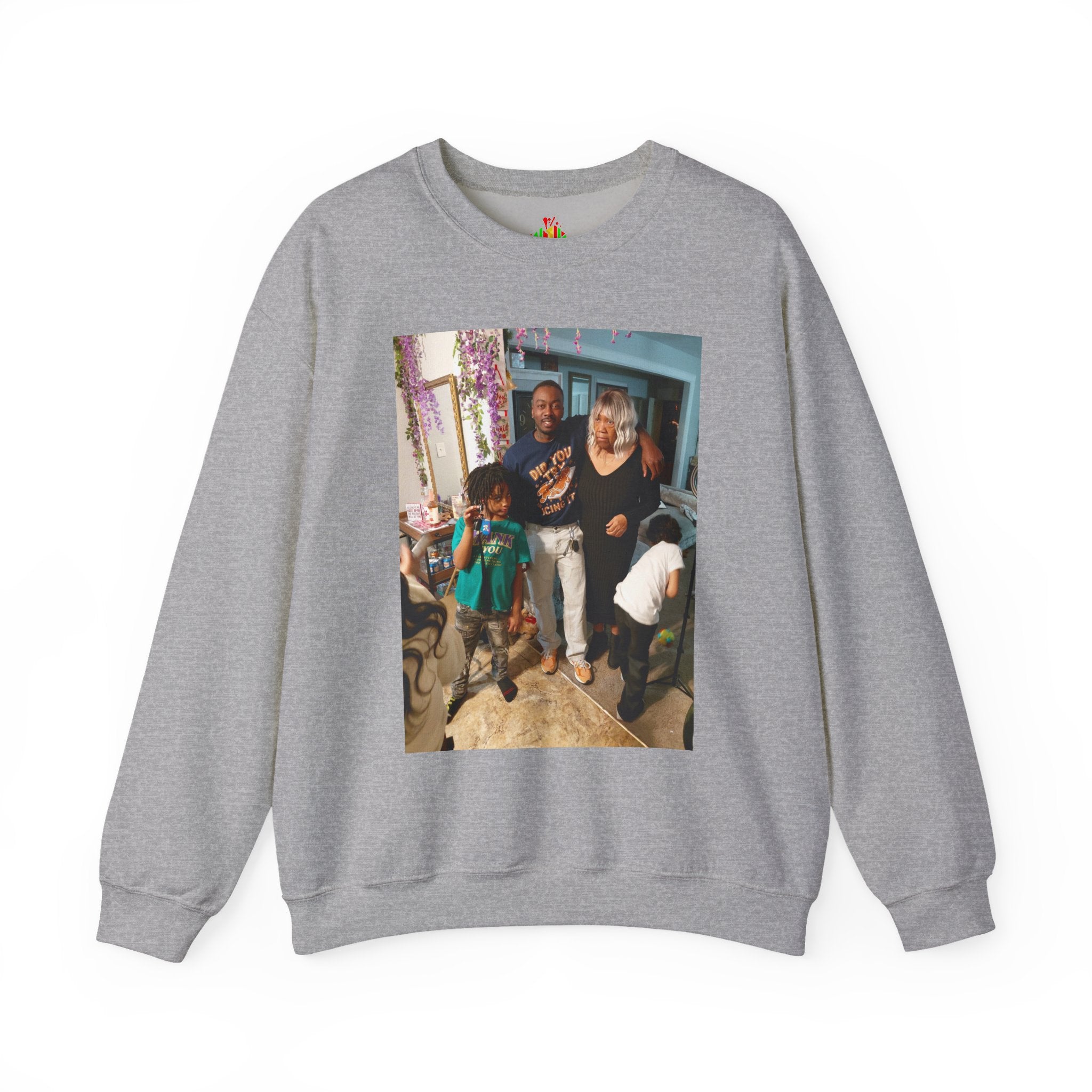 Personalized Photo Crewneck Sweatshirt — Custom Photo Front, 'Add Text' Back