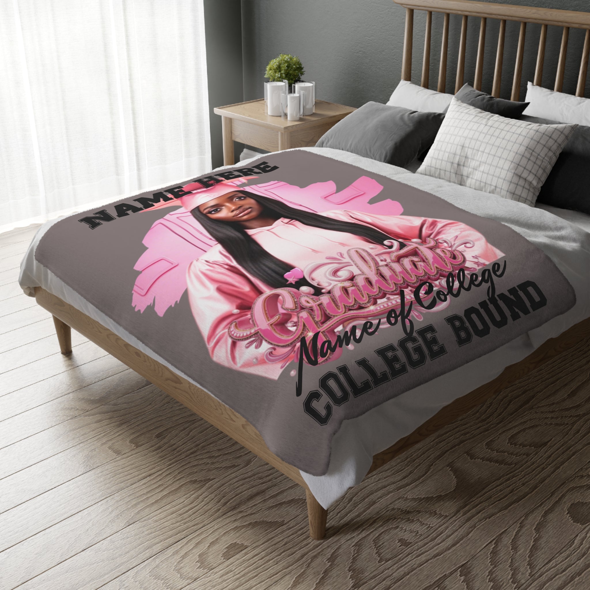 Coperta personalizzata per neo-laureato/a in partenza per il college – Aggiungi immagine, nome e design "Graduate" del college