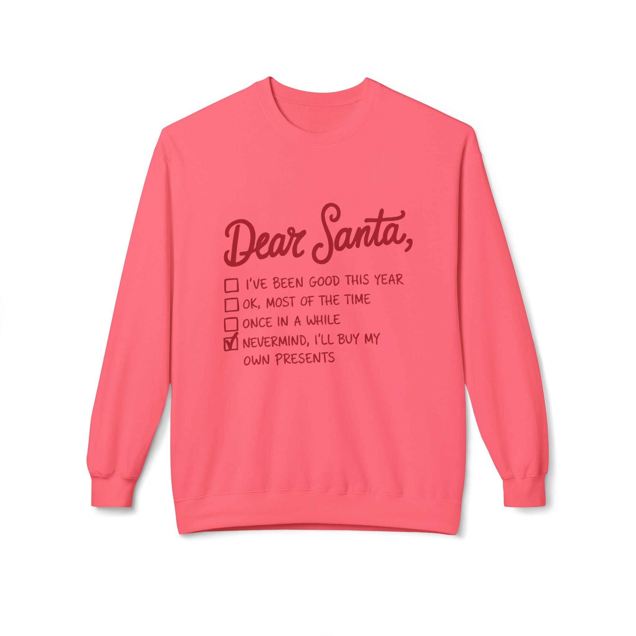 "Dear Santa" Funny Christmas Checklist Holiday Crewneck SweatshirtSweatshirtDear Santa