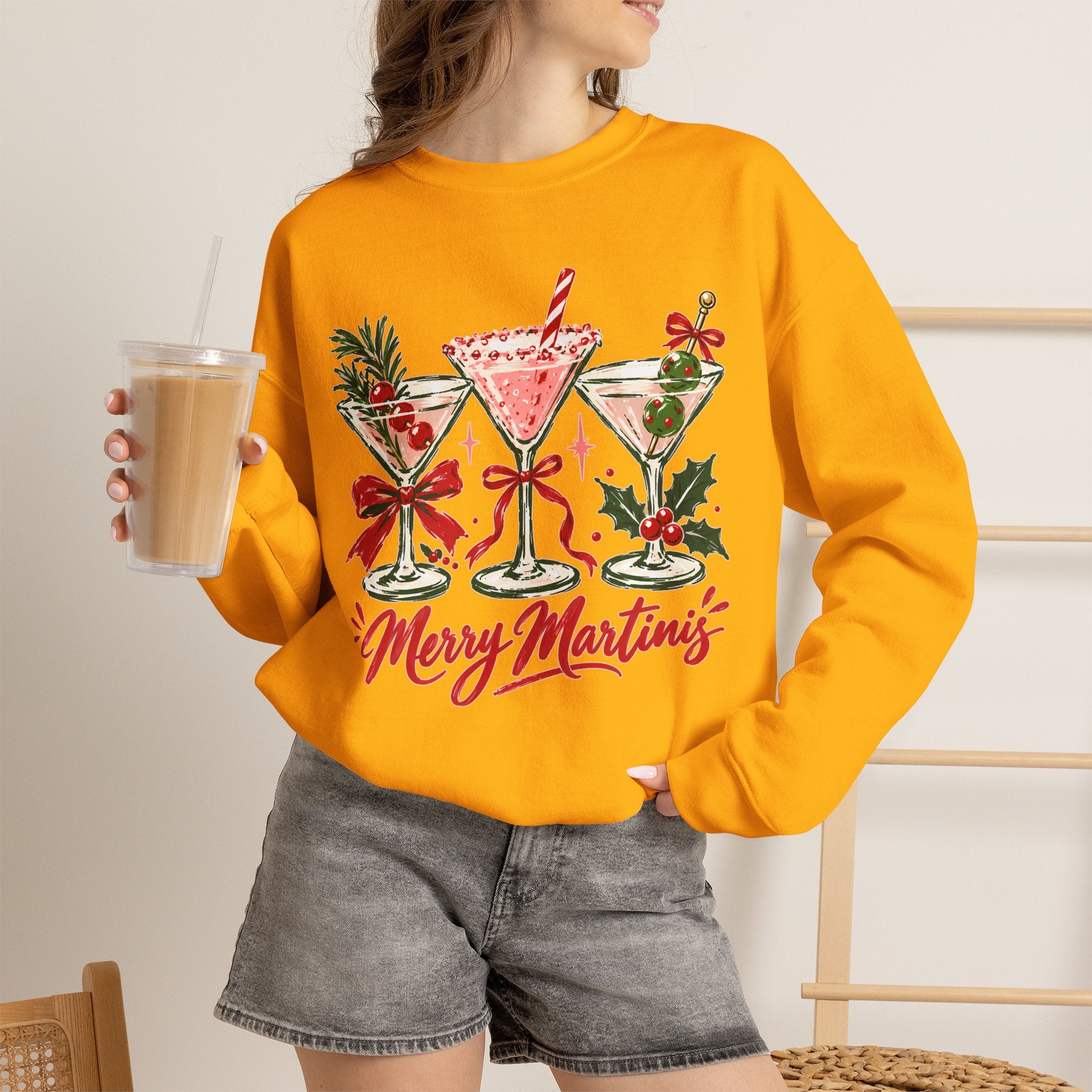 Merry Martinis Christmas Cocktail Crewneck Sweatshirt