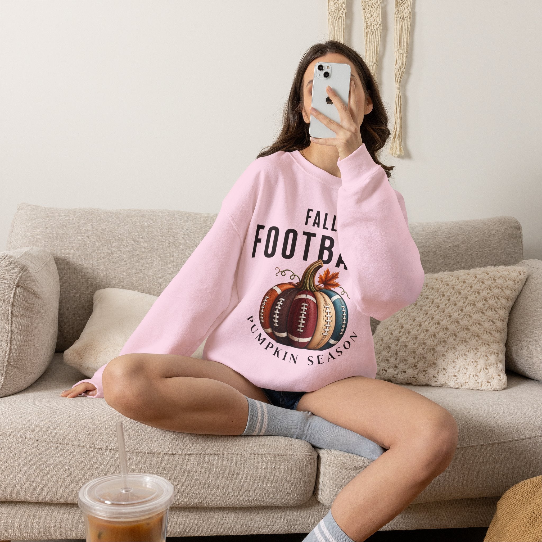 Fall Football Pumpkin Season Crewneck Sweatshirt