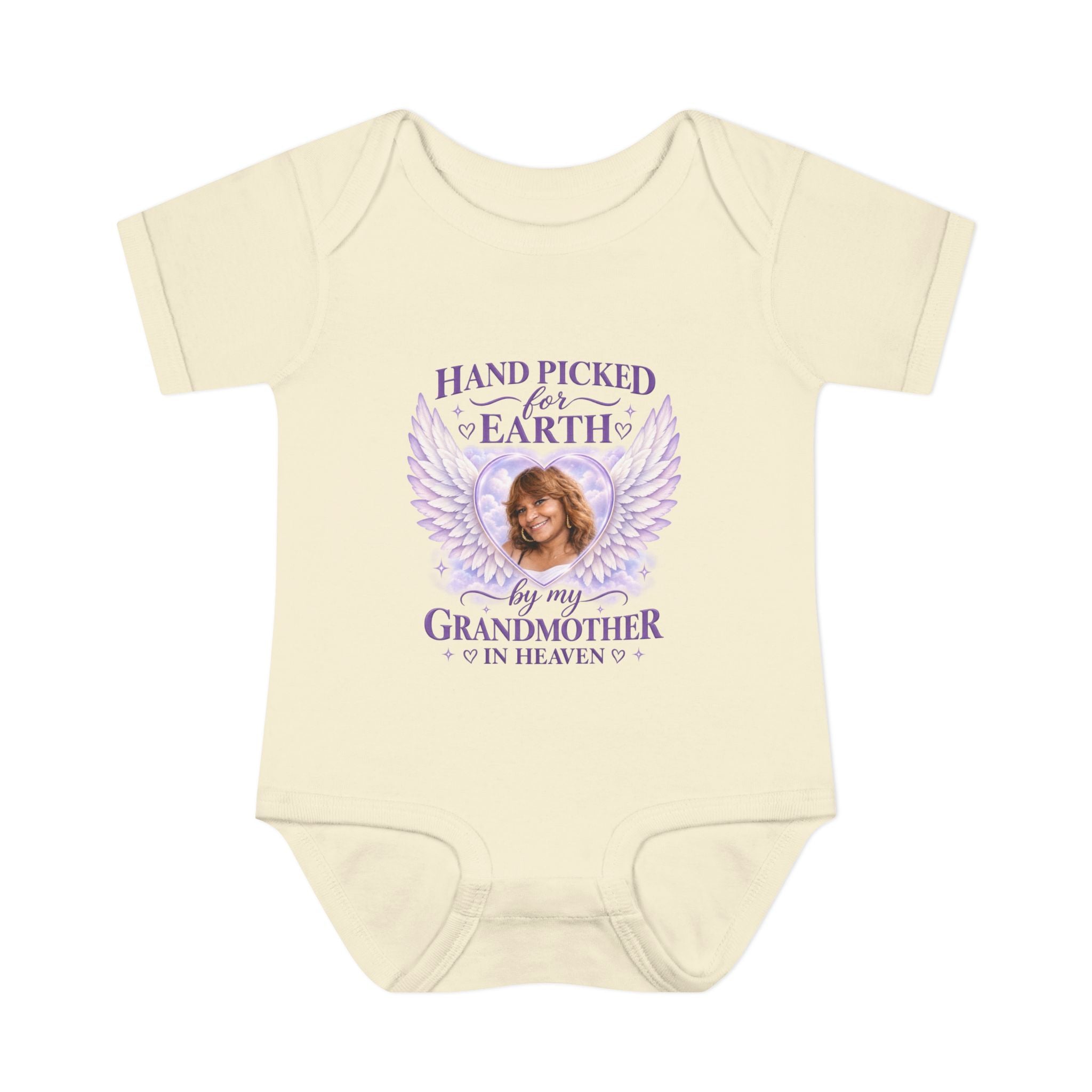 Mariah Infant Another Customized Smile Bodysuit "Handpicked for Earth by My Grandma in Heaven" – Memorial Baby Onesie