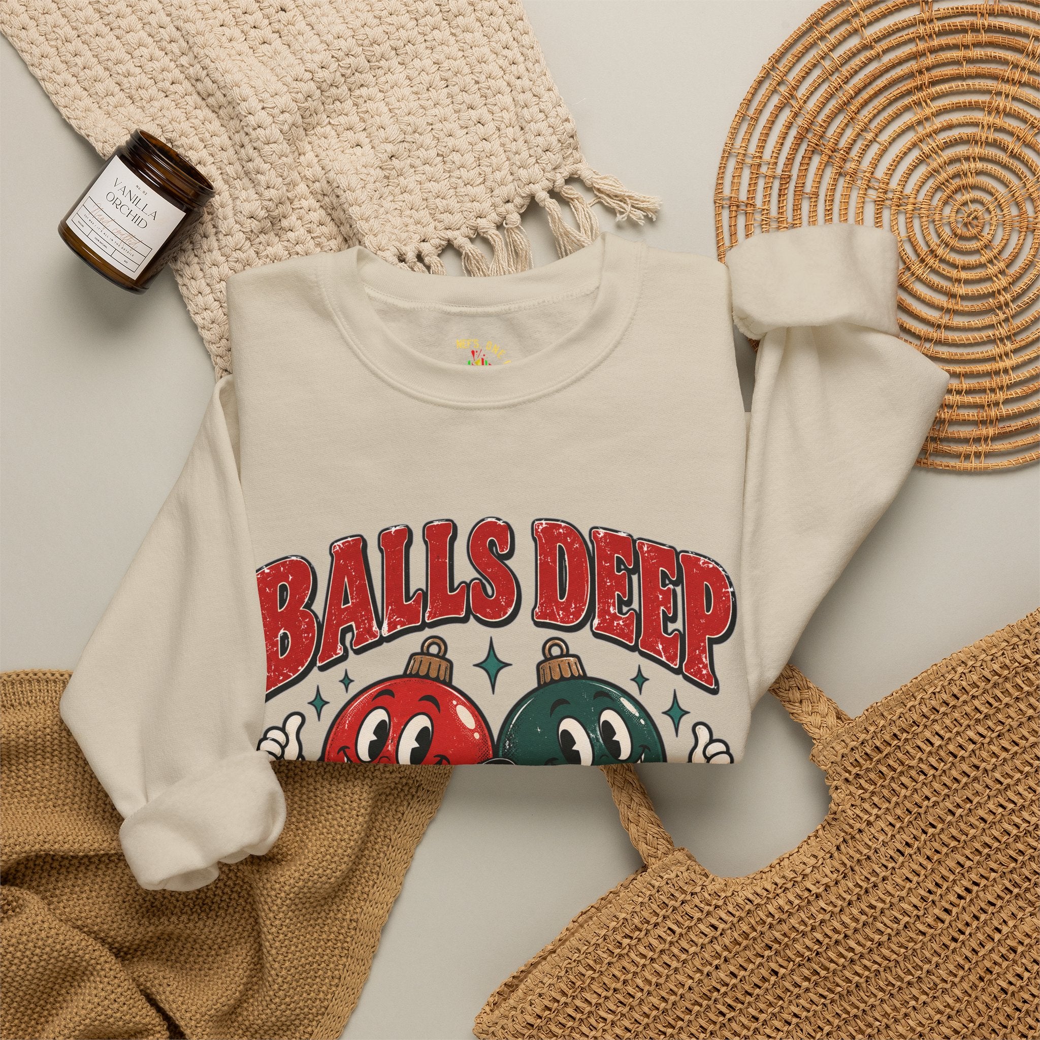 Balls Deep in Christmas Spirit Crewneck Sweatshirt