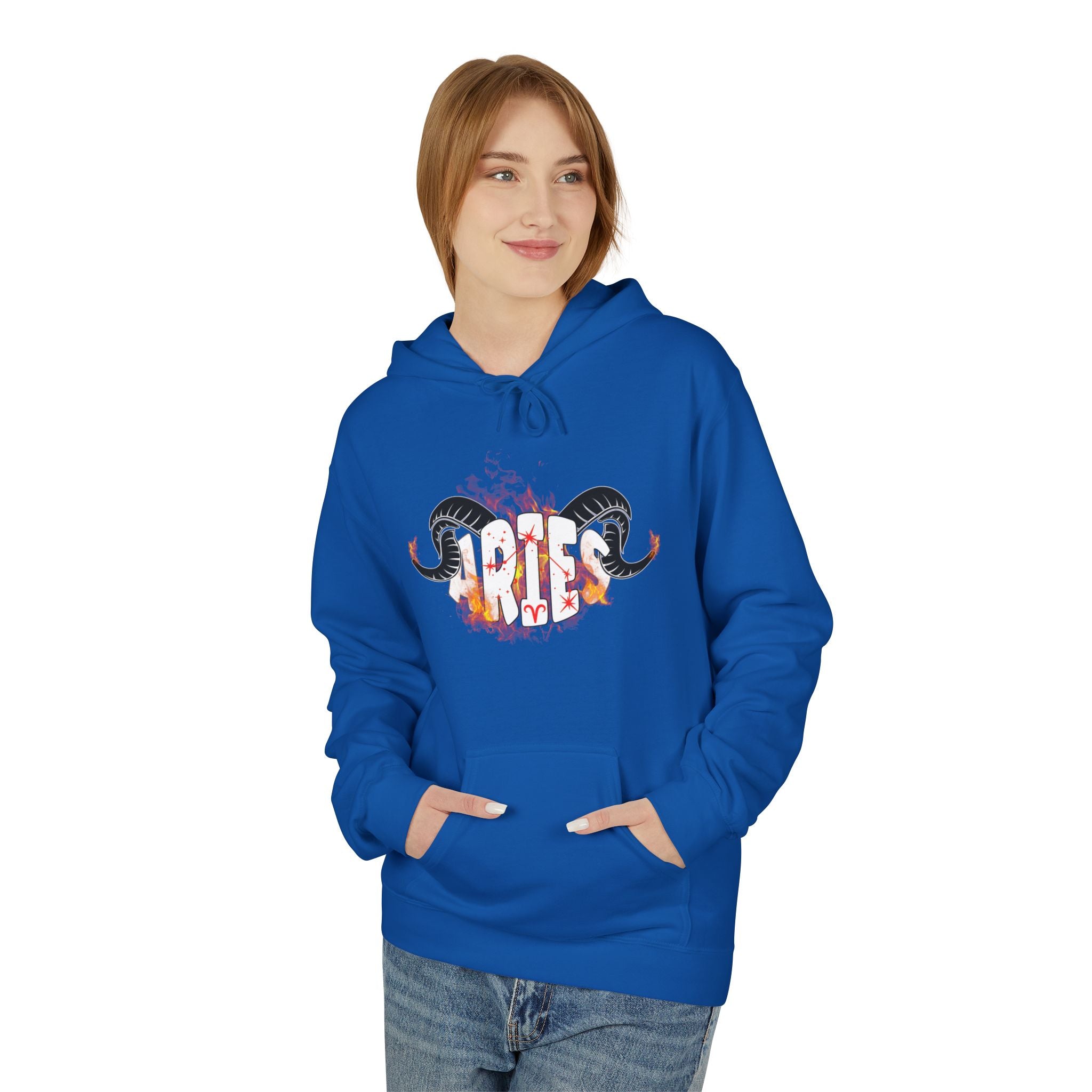 Aries Ram on fire Hoodie — Unisex Zodiac Astrology Hoodie with 'Aries' Design