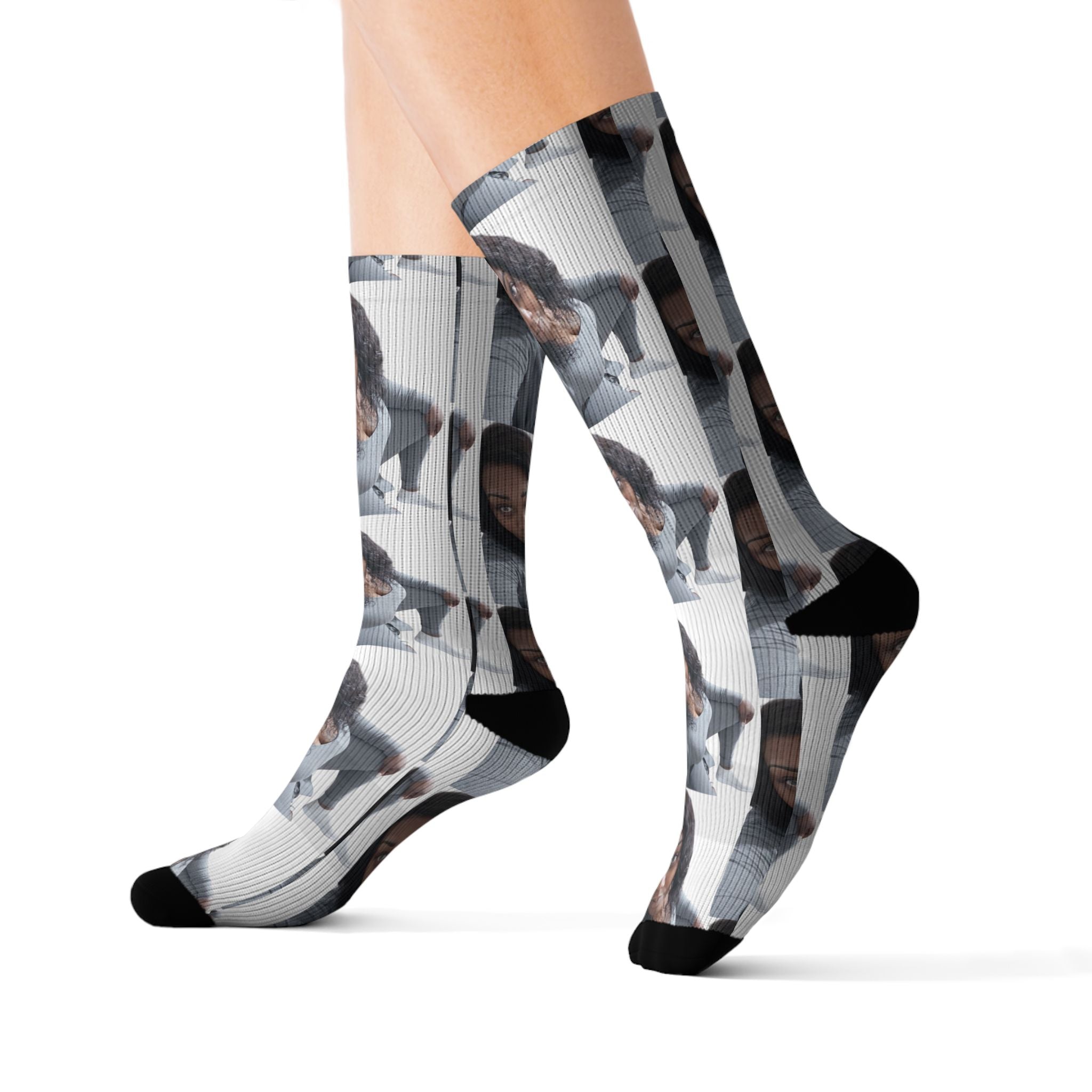 Photo Collage Customizable Socks — Custom Face Repeat Pattern
