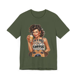 Coffee drinking Dog Mom Unisex Jersey Short Sleeve Tee