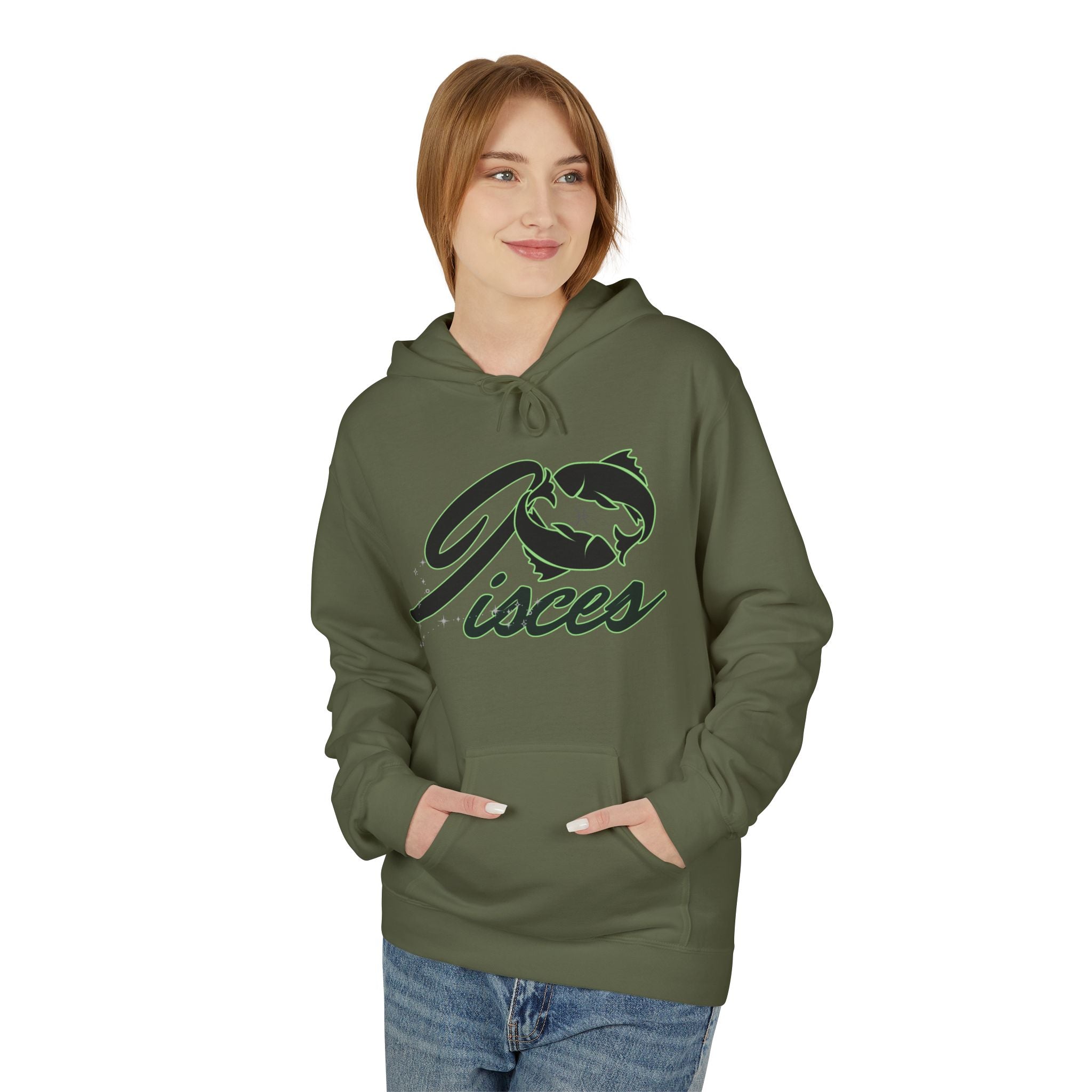 Pisces Zodiac Hoodie — Astrological Sign Hoodie with Fish Script Design