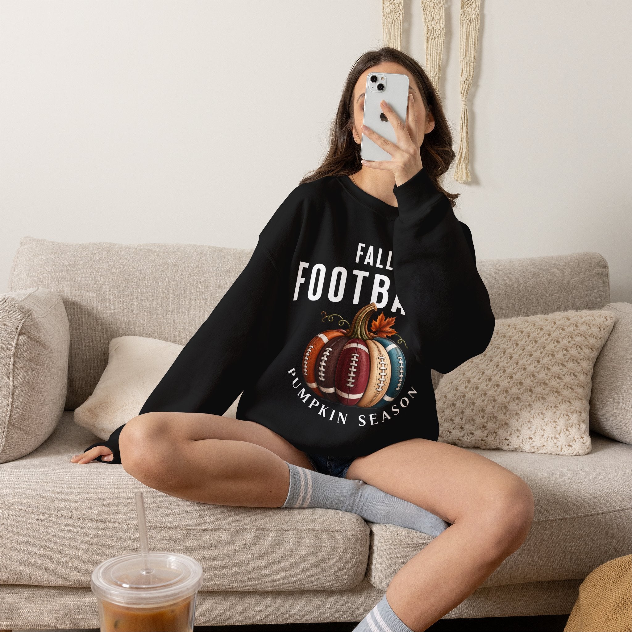 Fall Football Pumpkin Season Crewneck Sweatshirt