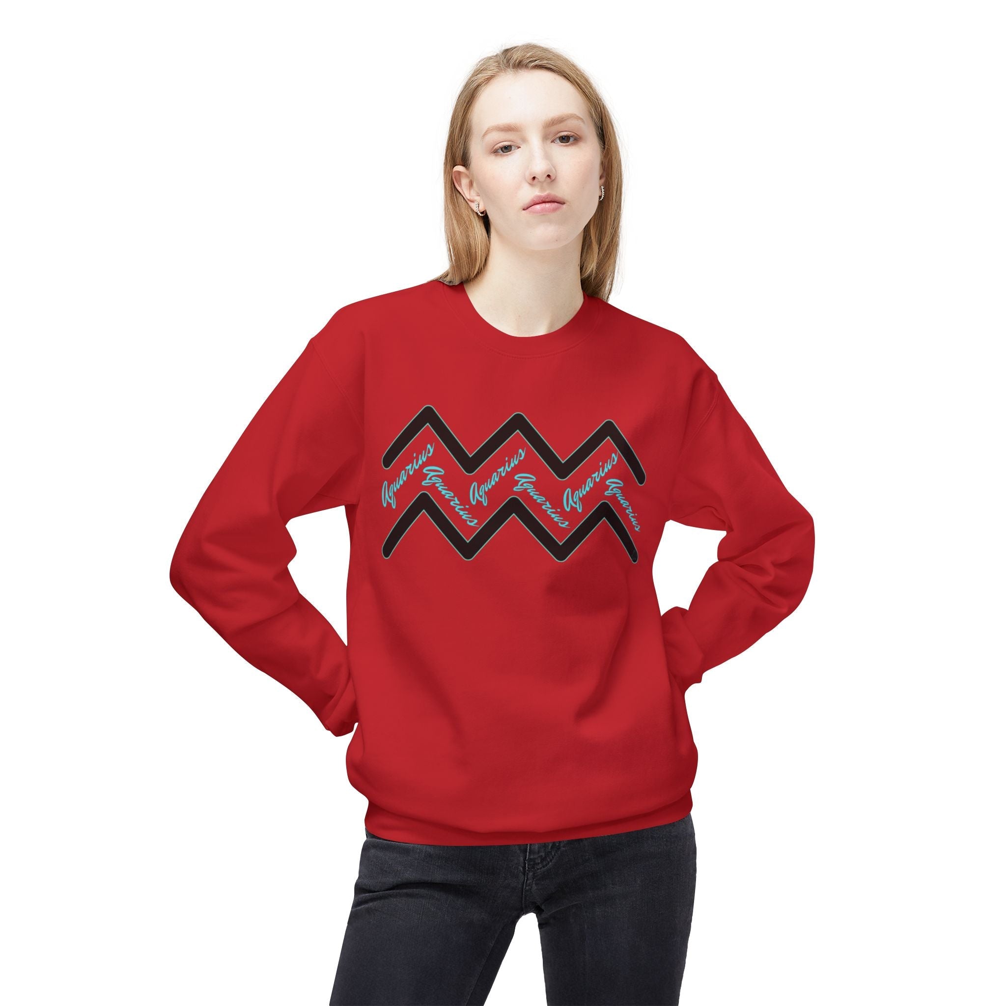Aquarius Zodiac Crewneck Sweatshirt — Aquarius Symbol Astrological Sweatshirt