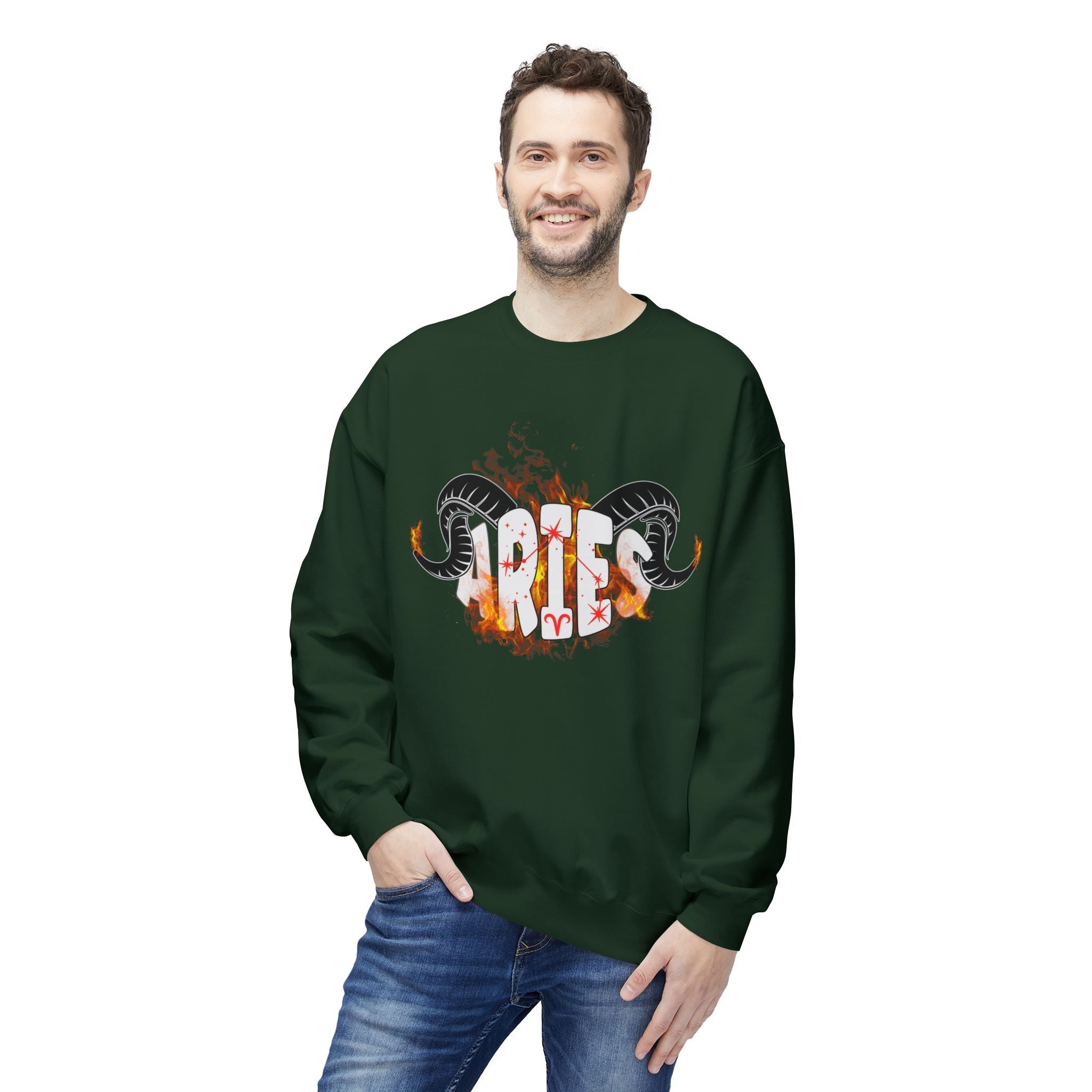 Aries on Fire Unisex Crewneck Sweatshirt