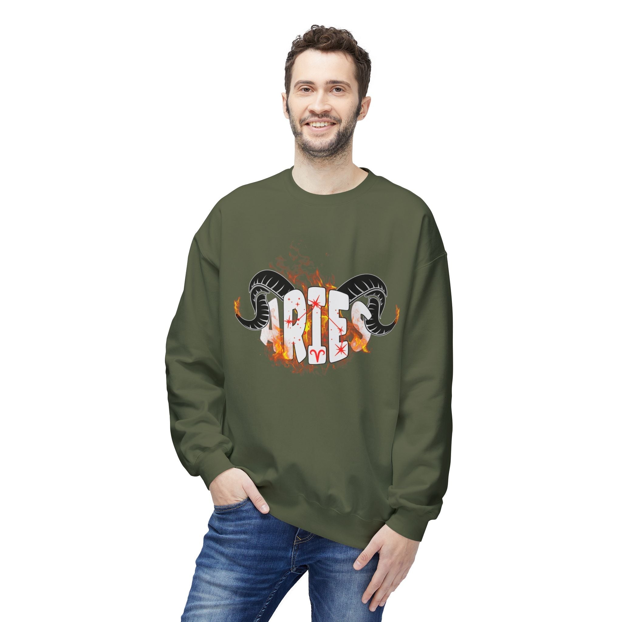 Aries on Fire Unisex Crewneck Sweatshirt
