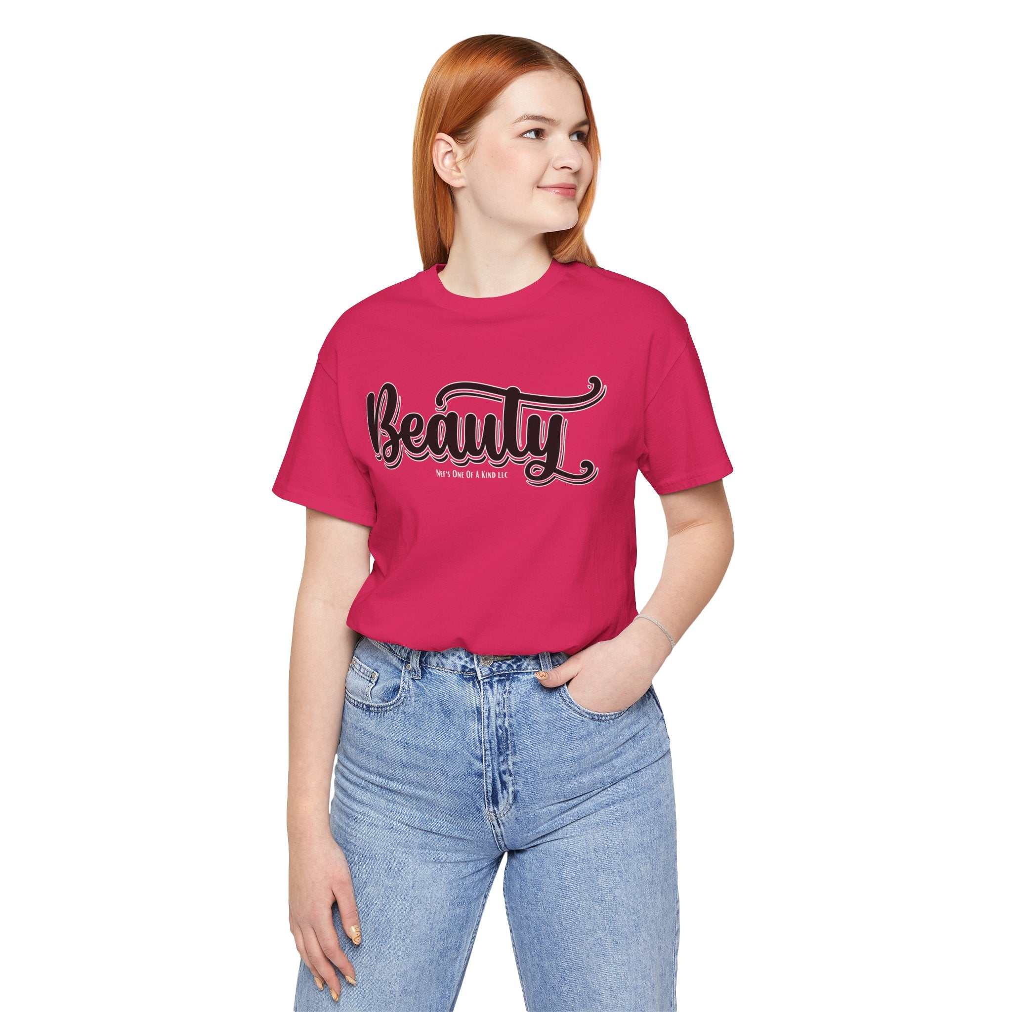 Beauty with the Beast Valentine Casual, Soft Unisex Jersey Short Sleeve Tee