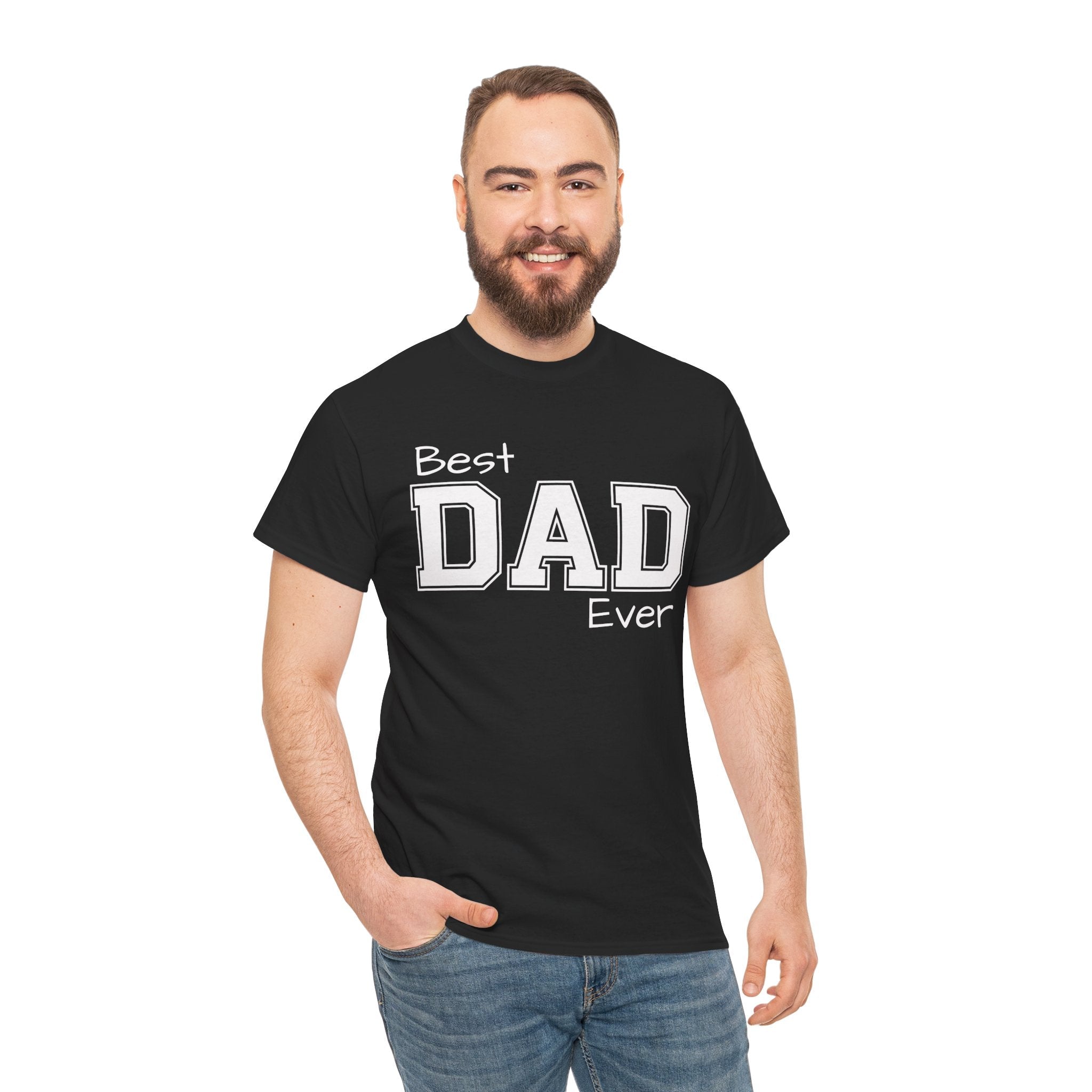 Best Dad Ever Tee — Custom Family Name & Kid Count on Back