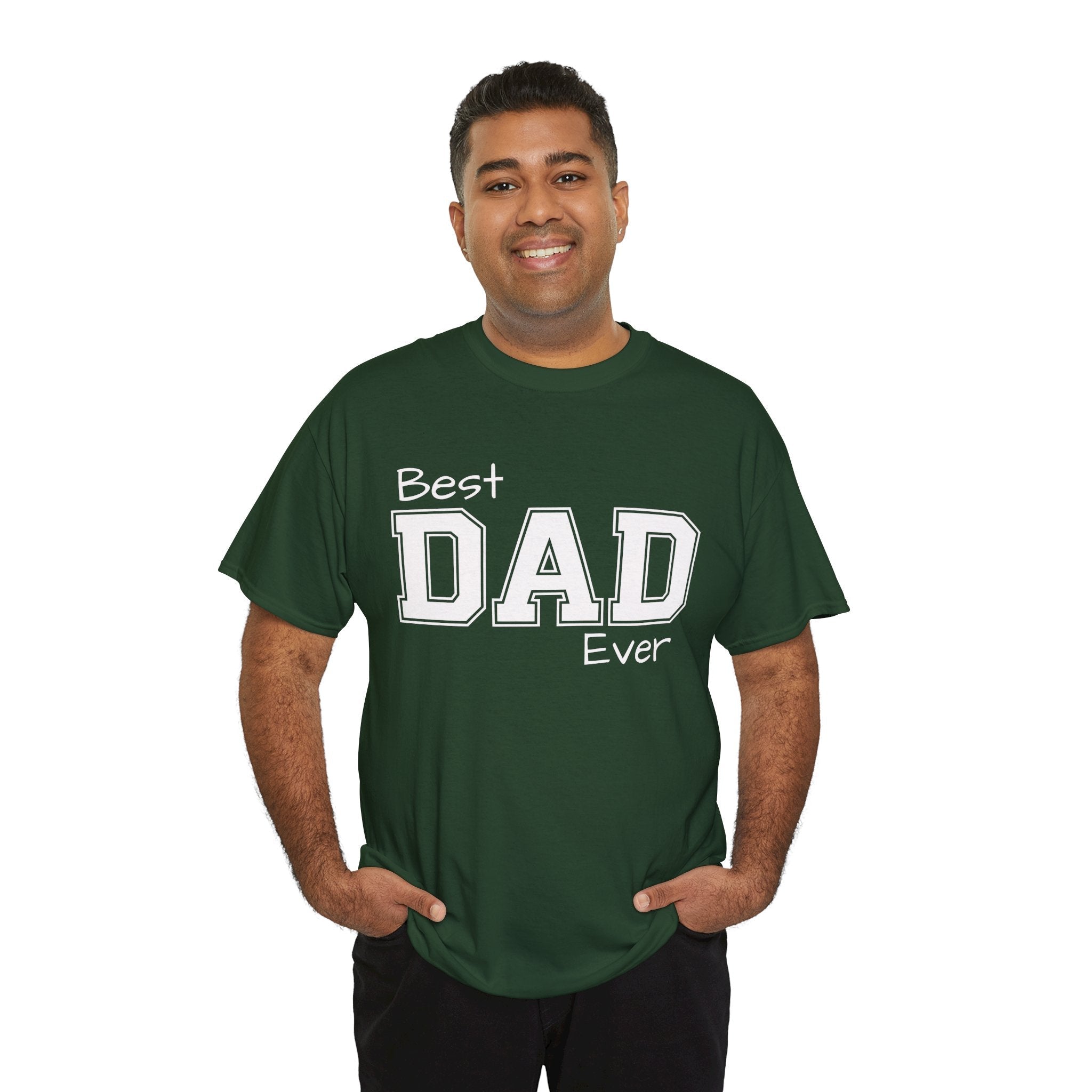 Best Dad Ever Tee — Custom Family Name & Kid Count on Back