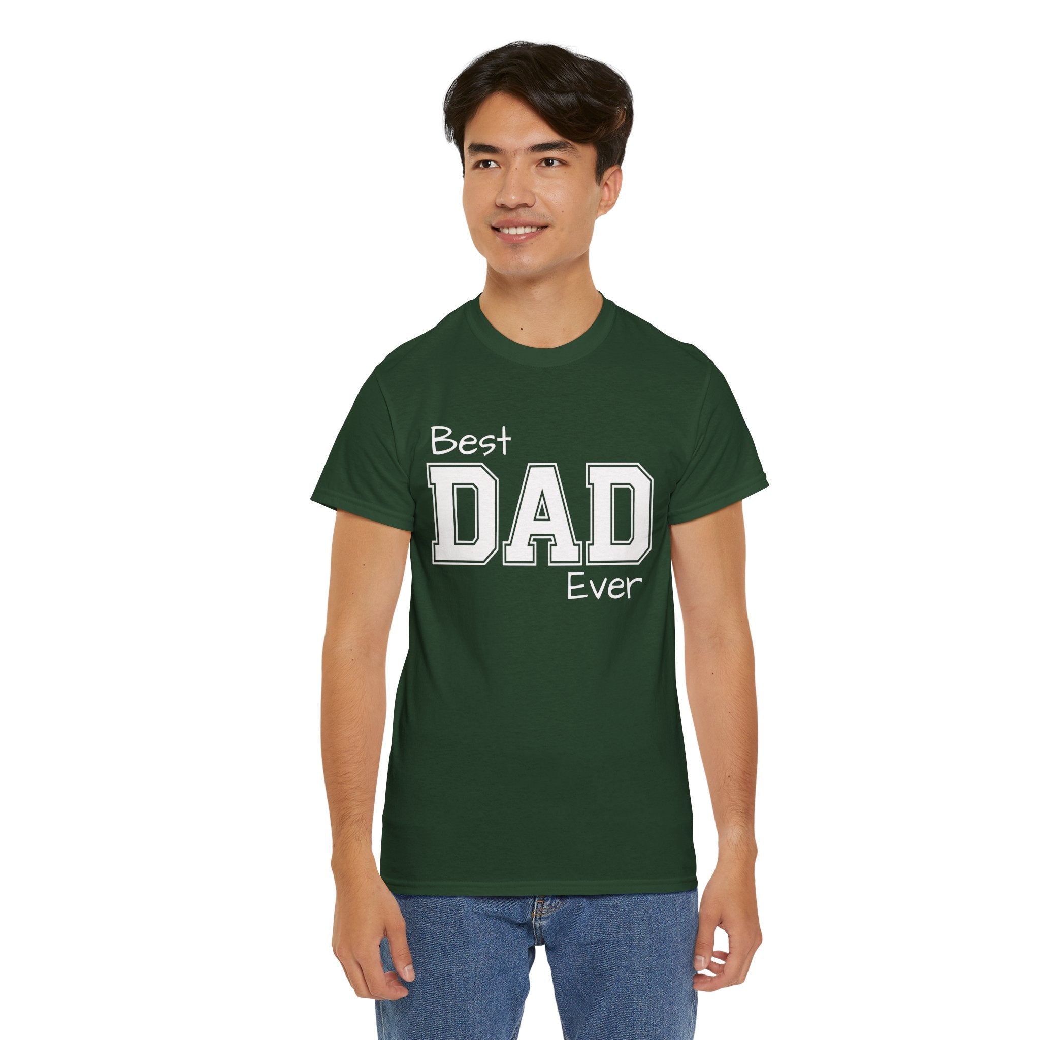 Best Dad Ever Tee — Custom Family Name & Kid Count on Back