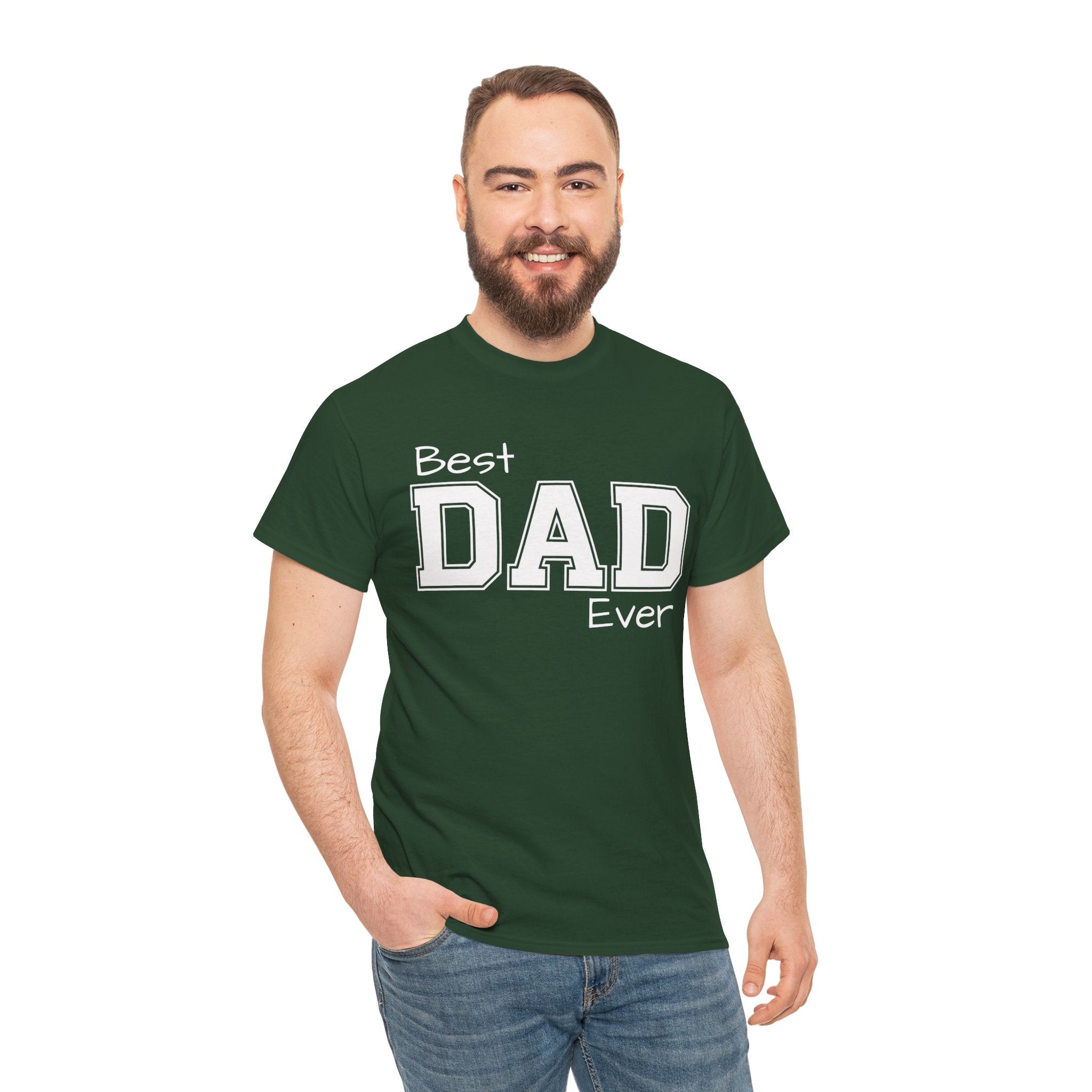 Best Dad Ever Tee — Custom Family Name & Kid Count on Back
