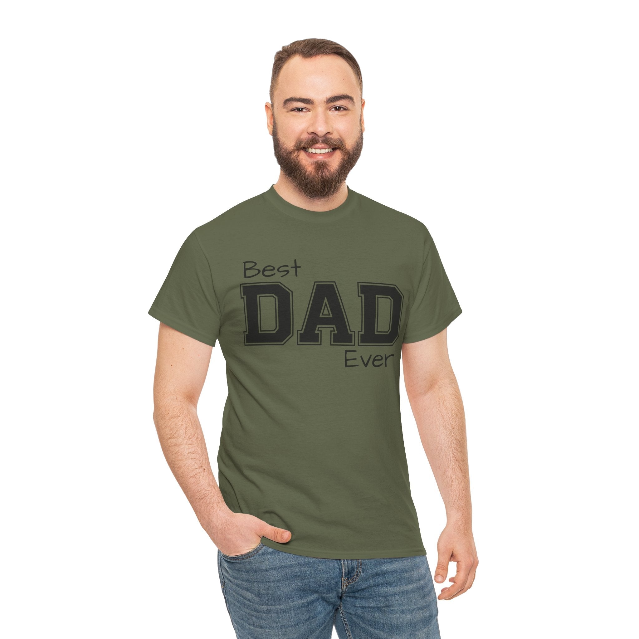 Best Dad Ever Tee — Custom Family Name & Kid Count on Back
