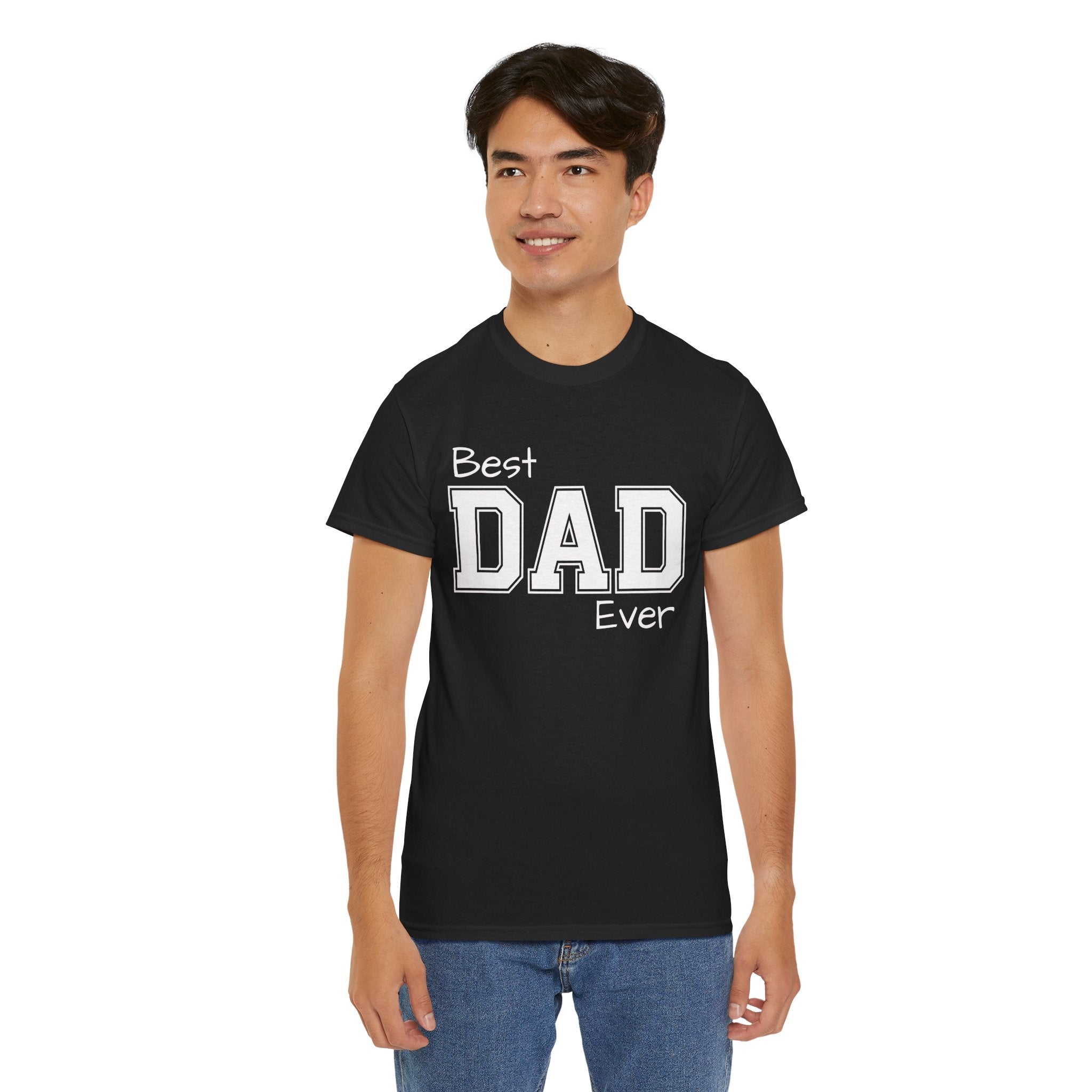 Best Dad Ever Tee — Custom Family Name & Kid Count on Back