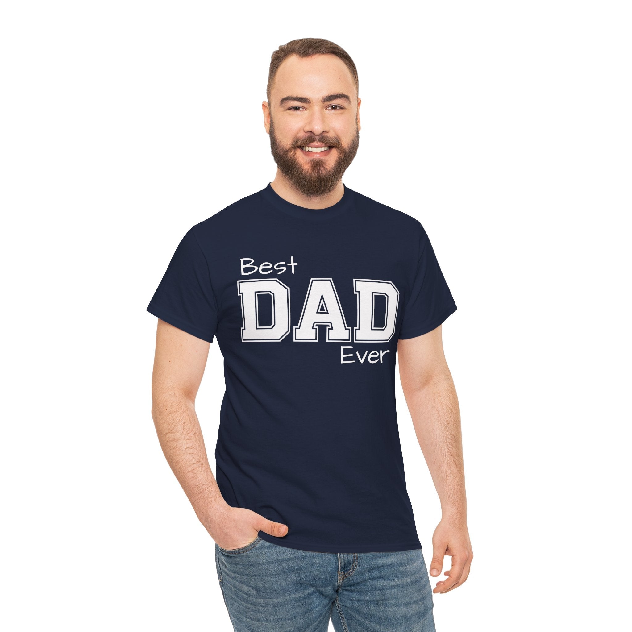 Best Dad Ever Tee — Custom Family Name & Kid Count on Back