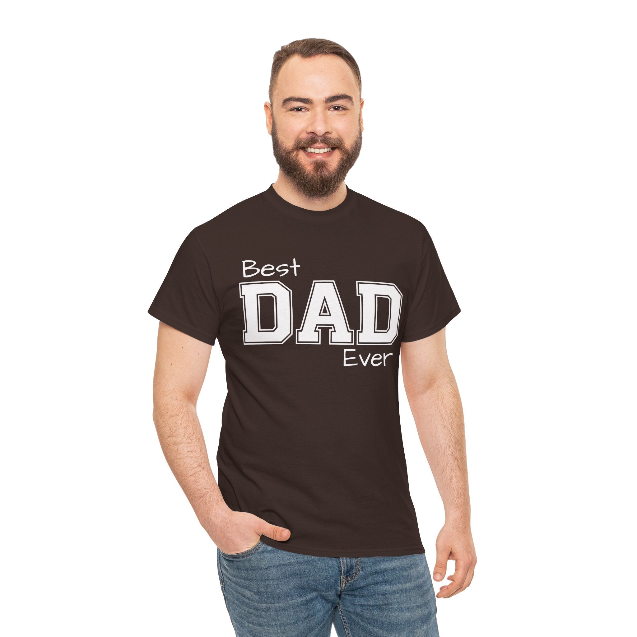 Best Dad Ever Tee — Custom Family Name & Kid Count on Back