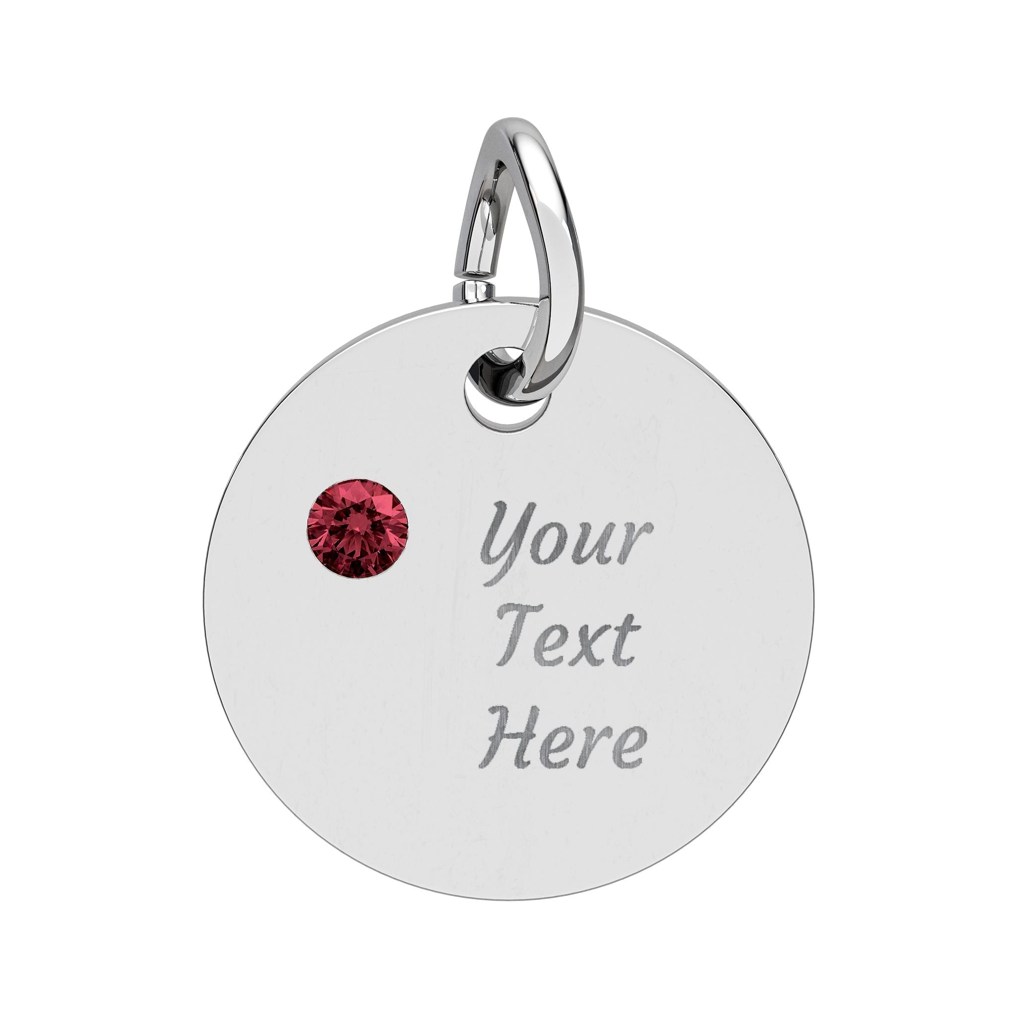 Birthstone Circle Charm (Engraving)