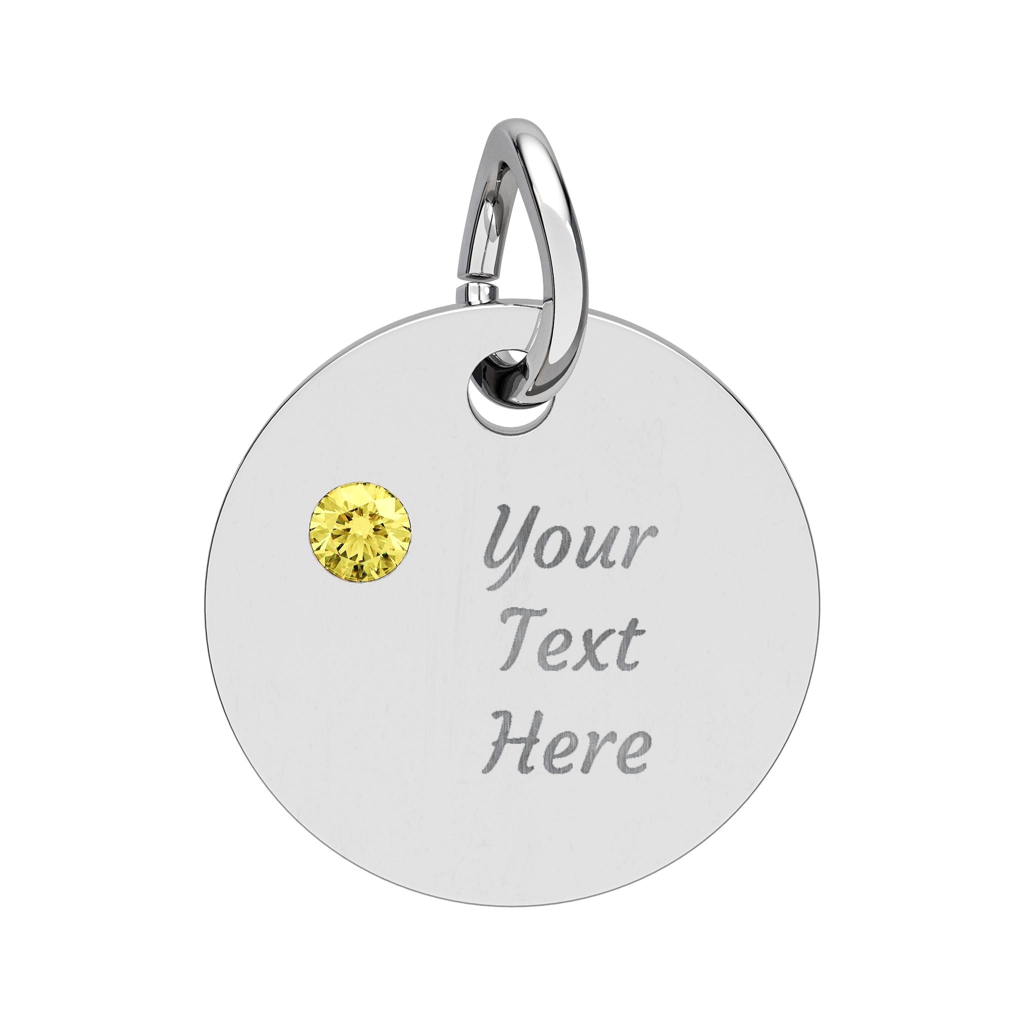 Birthstone Circle Charm (Engraving)
