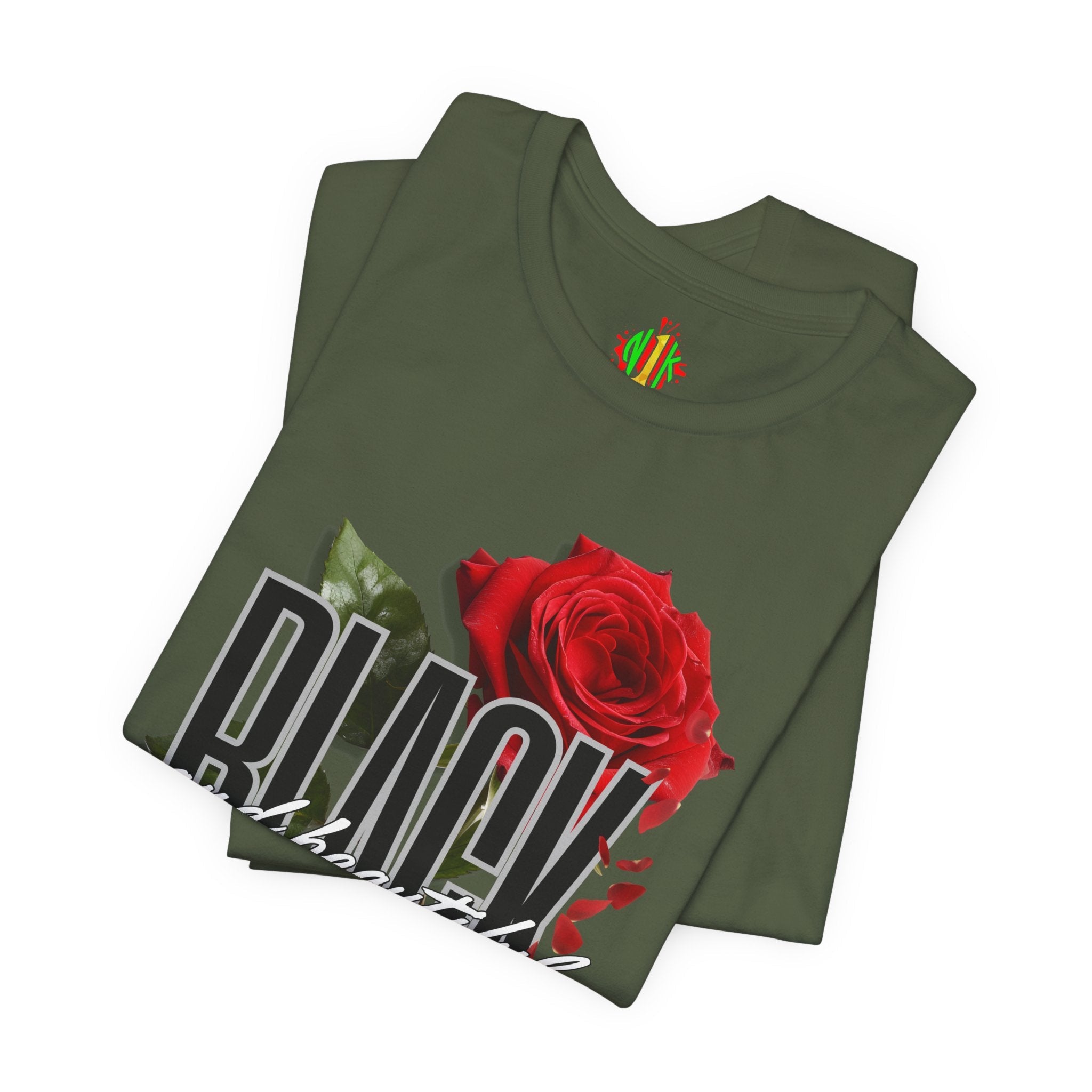 Black and Beautiful Unisex Tee, Floral Graphic Tee, Trendy T-Shirt, GiT-ShirtBlack and Beautiful Unisex Tee