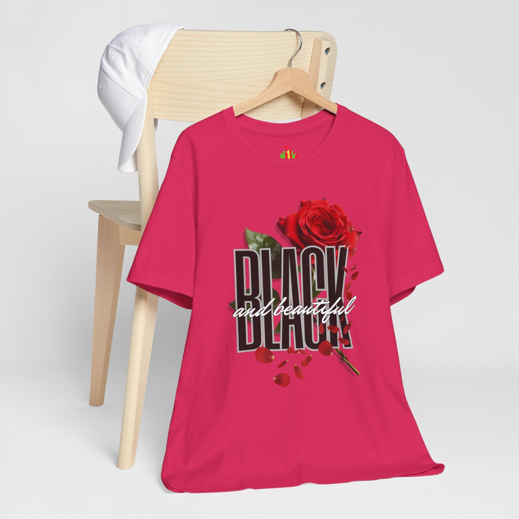 Black and Beautiful Unisex Tee, Floral Graphic Tee, Trendy T-Shirt, GiT-ShirtBlack and Beautiful Unisex Tee