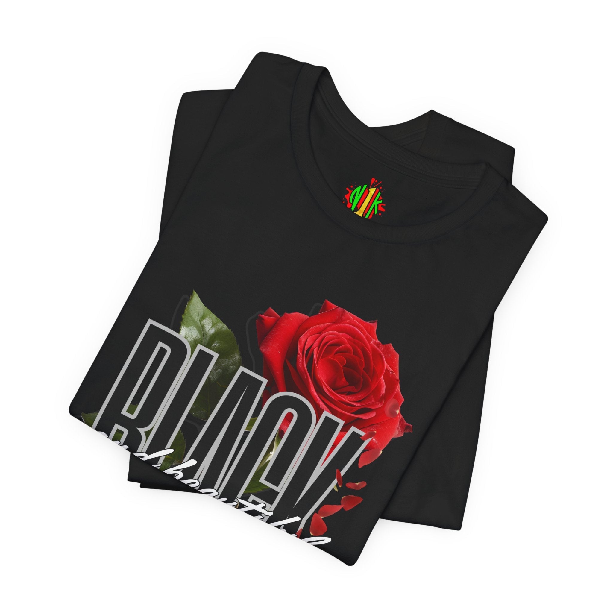 Black and Beautiful Unisex Tee, Floral Graphic Tee, Trendy T-Shirt, GiT-ShirtBlack and Beautiful Unisex Tee