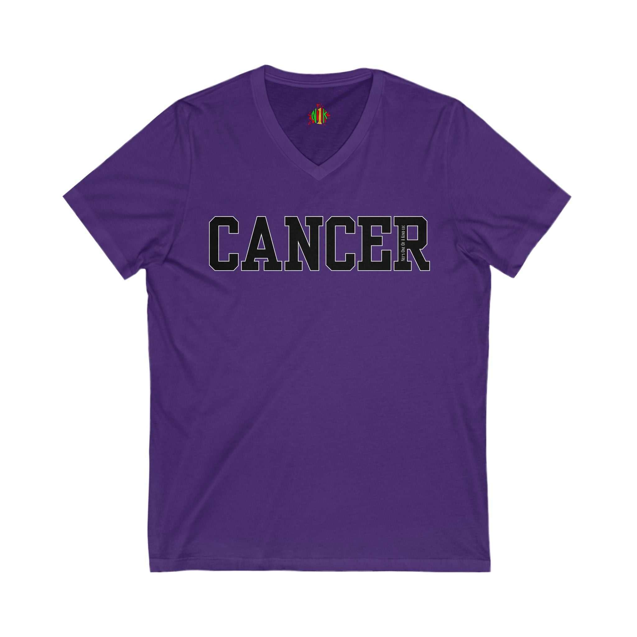 Cancer Zodiac Sign Unisex V-Neck Tee, Support Cancer Patients, Gift foV-neckCancer Zodiac Sign