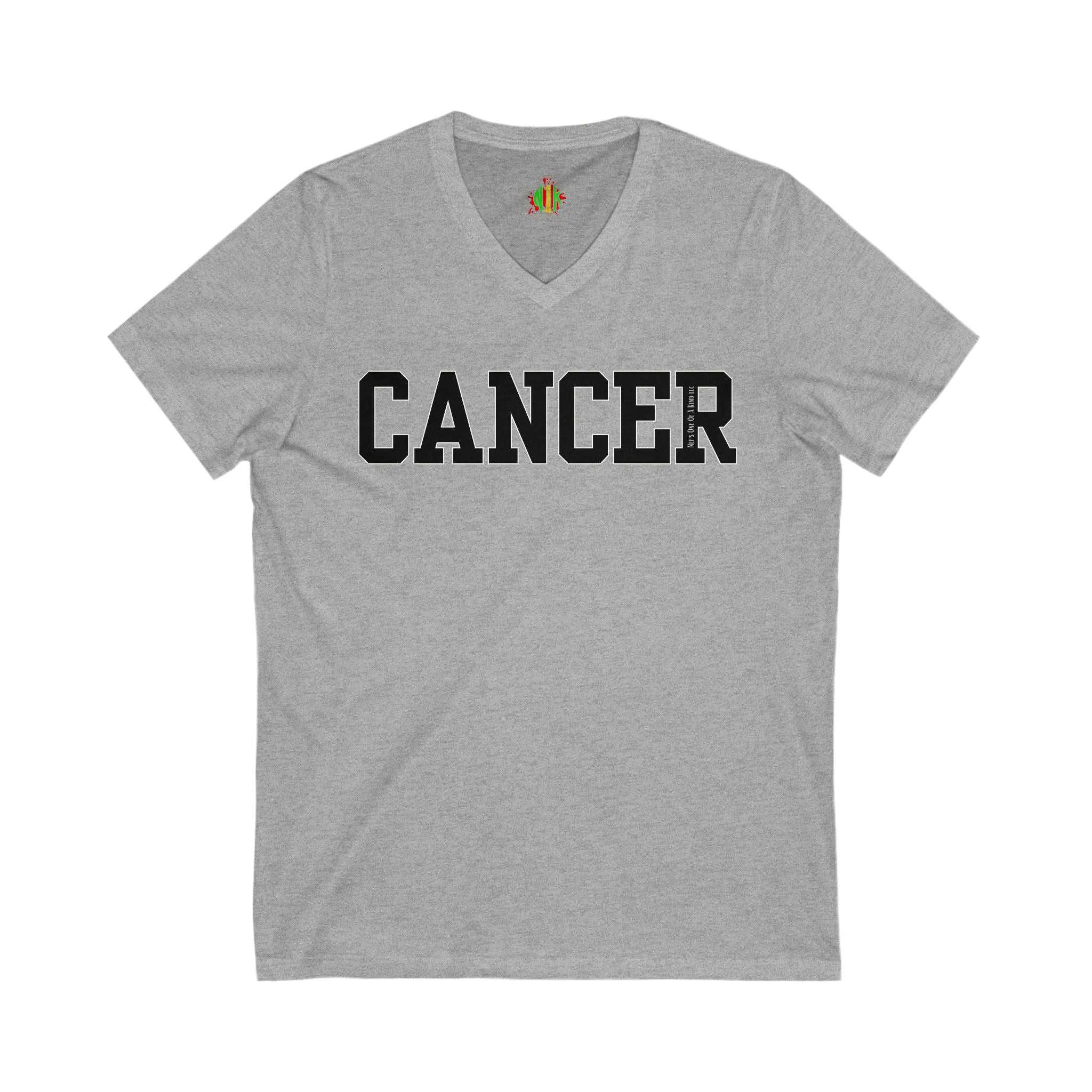 Cancer Zodiac Sign Unisex V-Neck Tee, Support Cancer Patients, Gift foV-neckCancer Zodiac Sign