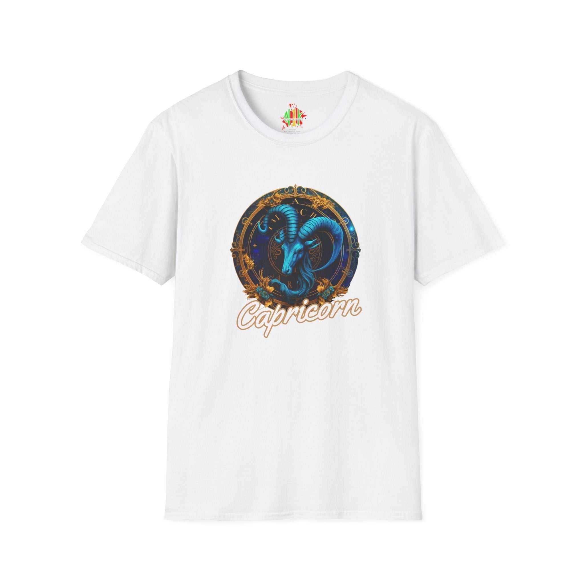 Unisex Capricorn Tee 100% cotton soft-style t-shirt with size guide and durable ribbed collar