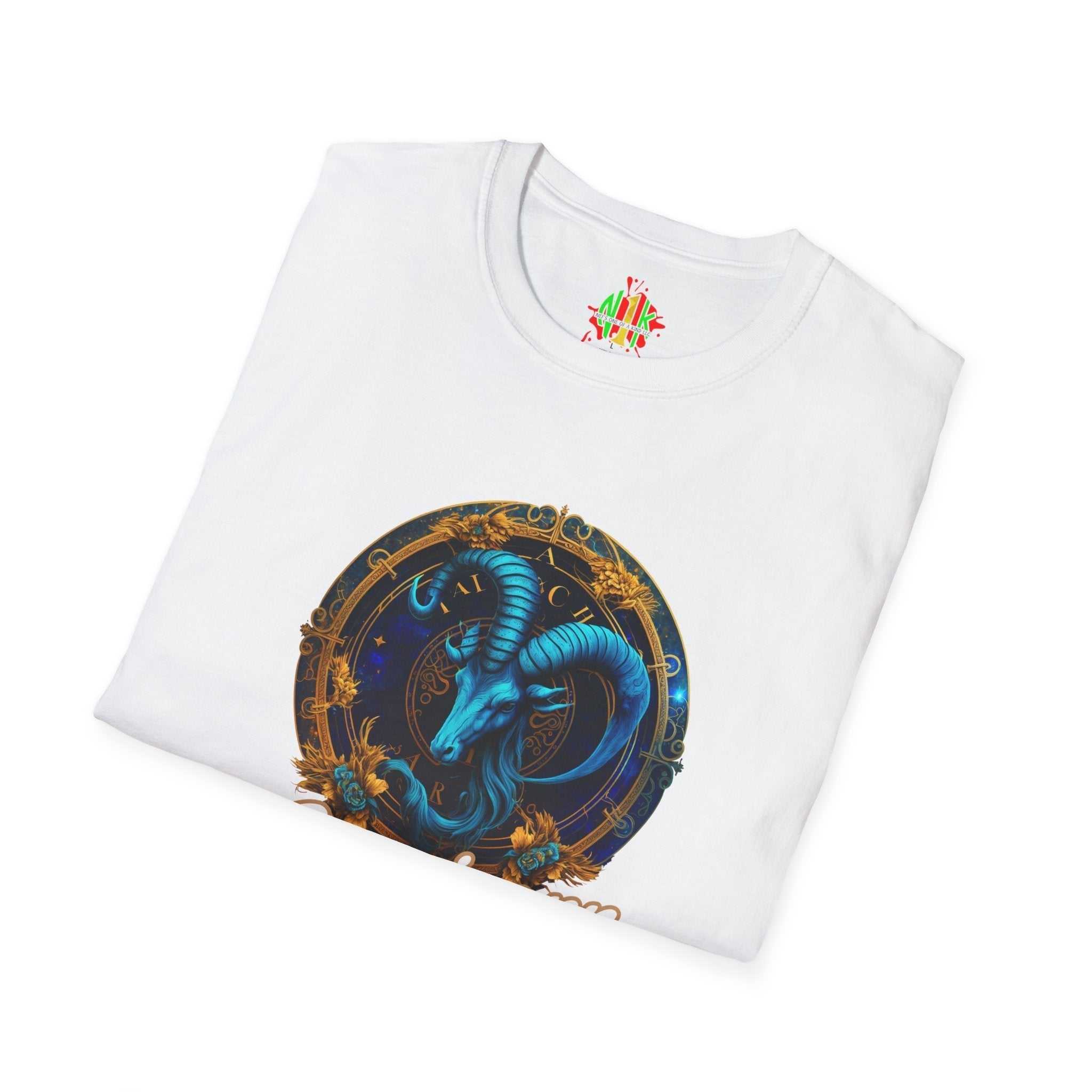 Unisex Capricorn Tee in soft 100% cotton with classic fit and crew neckline, available in sizes S to 3XL.