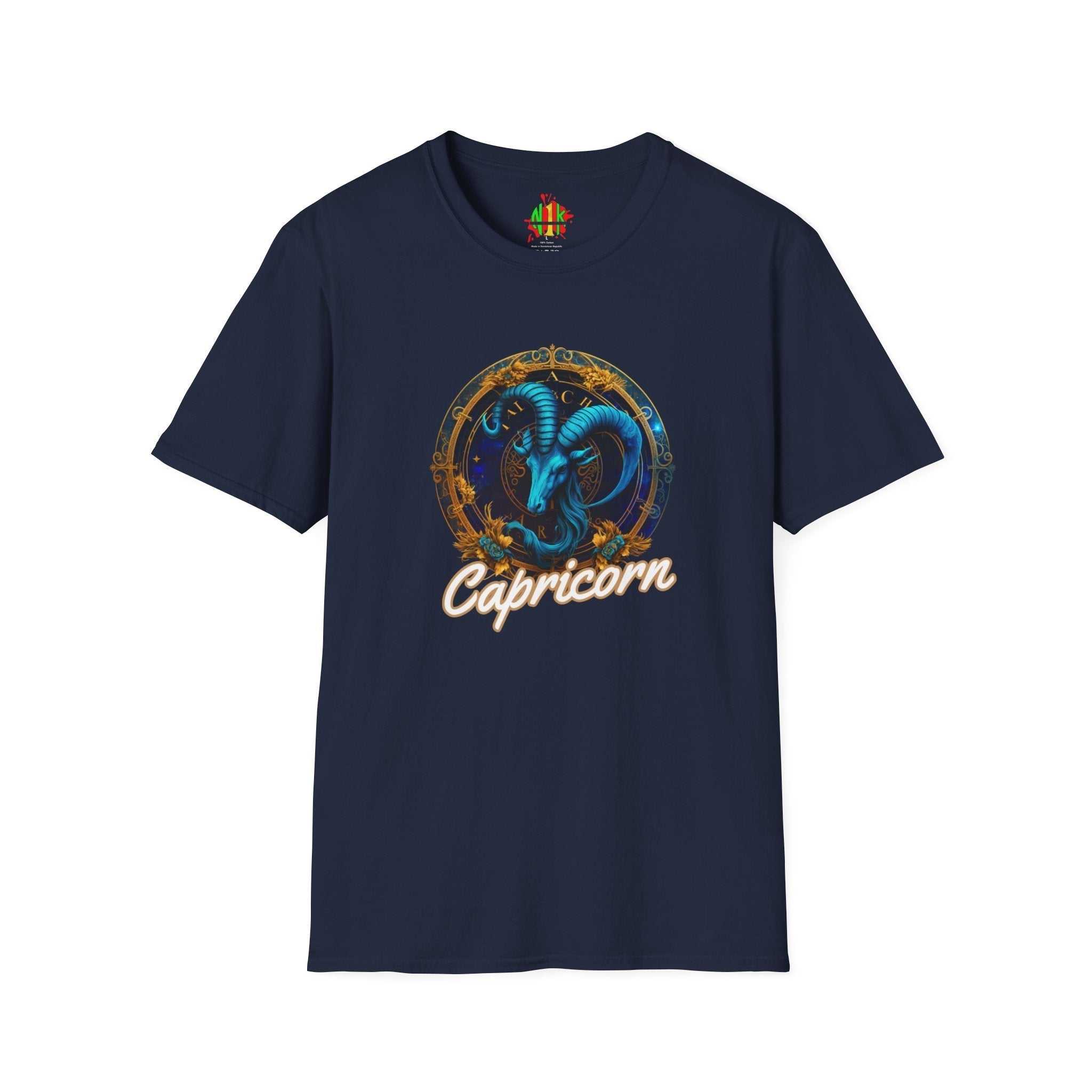 Unisex Capricorn Tee in soft 100% cotton with classic fit and durable ribbed collar