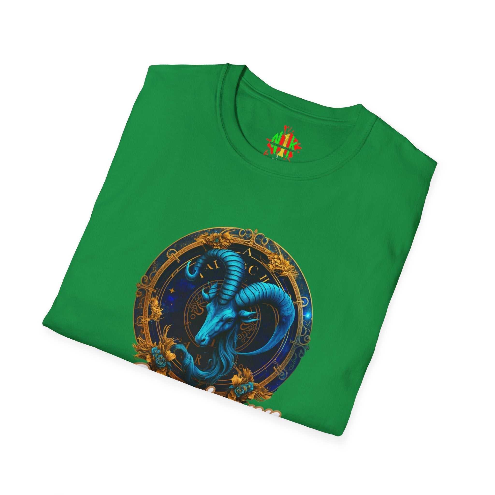 Capricorn Tee unisex soft-style t-shirt with size guide and cotton fabric details