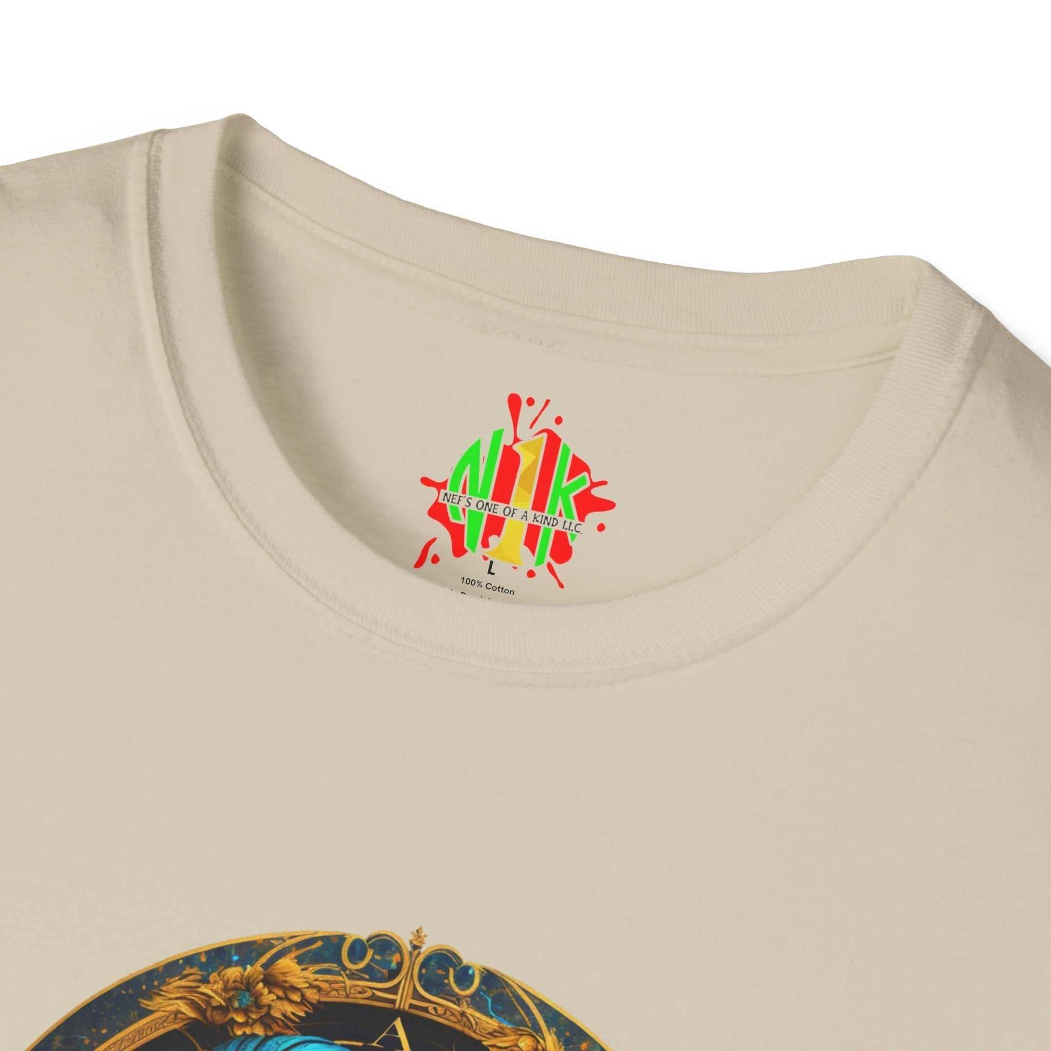 Capricorn Tee unisex soft-style cotton t-shirt with size guide and durable ribbed collar